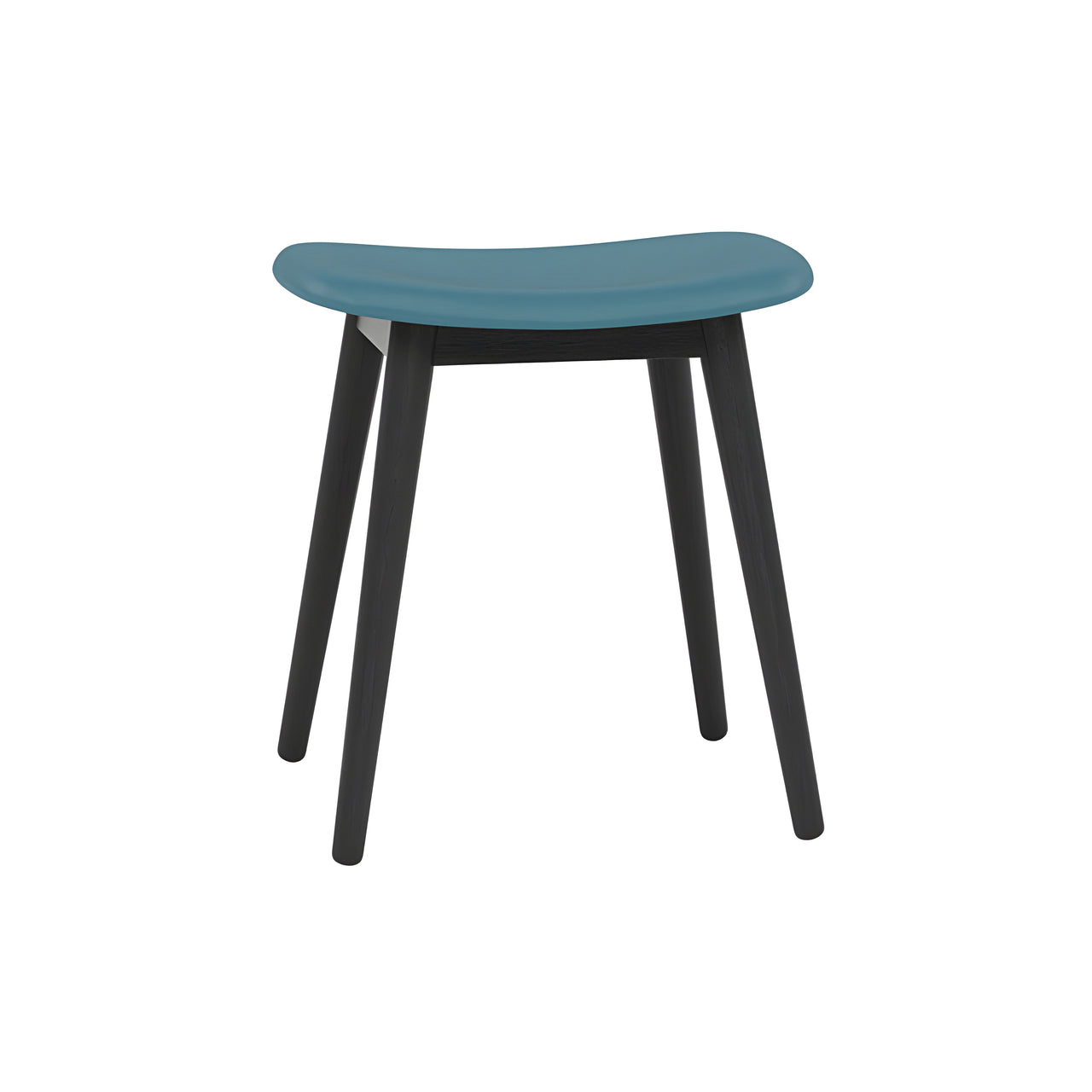 Fiber Stool: Wood Base + Upholstered + Black