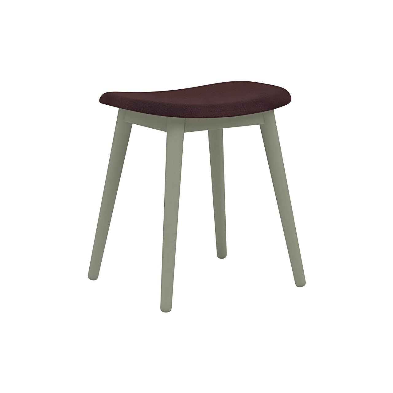 Fiber Stool: Wood Base + Upholstered + Dusty Green