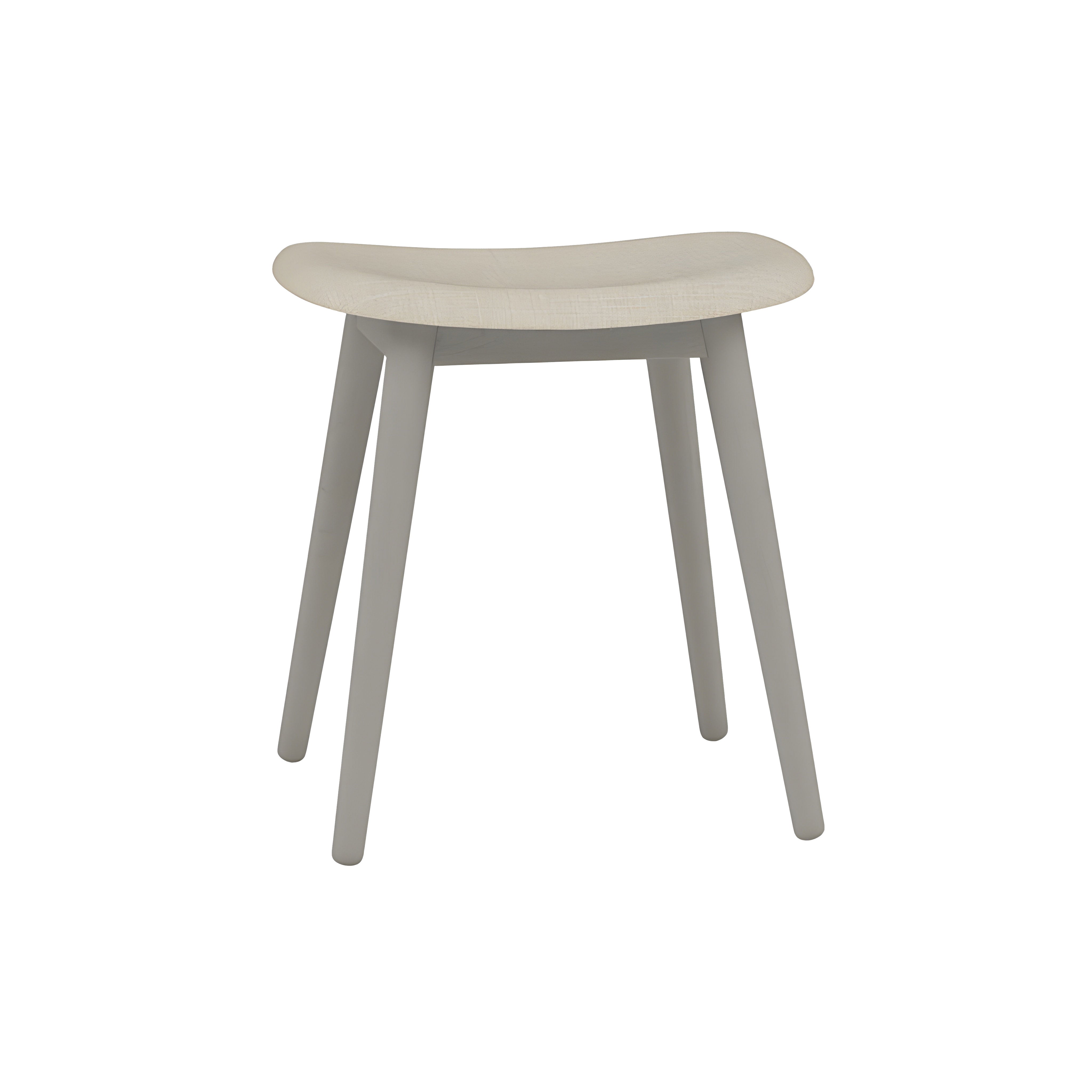 Fiber Stool: Wood Base + Upholstered + Grey