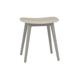 Fiber Stool: Wood Base + Upholstered + Grey