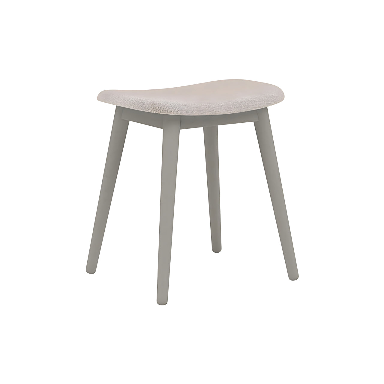 Fiber Stool: Wood Base + Upholstered + Grey