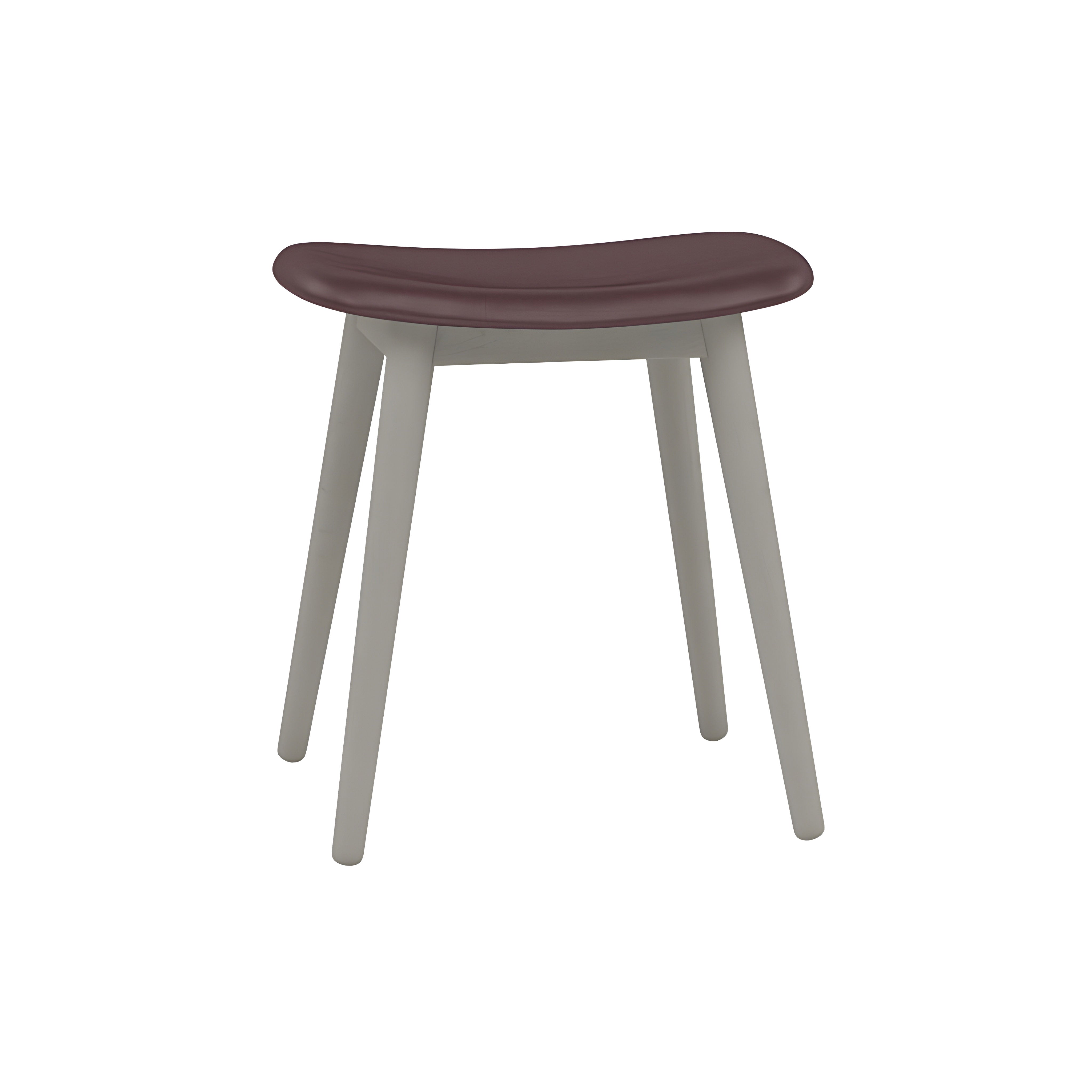 Fiber Stool: Wood Base + Upholstered + Grey