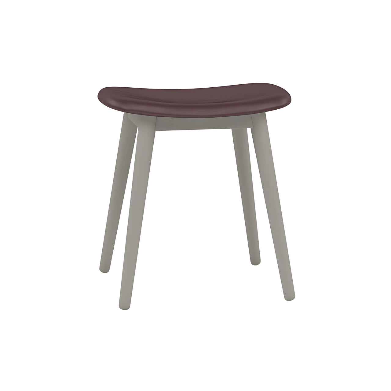 Fiber Stool: Wood Base + Upholstered + Grey