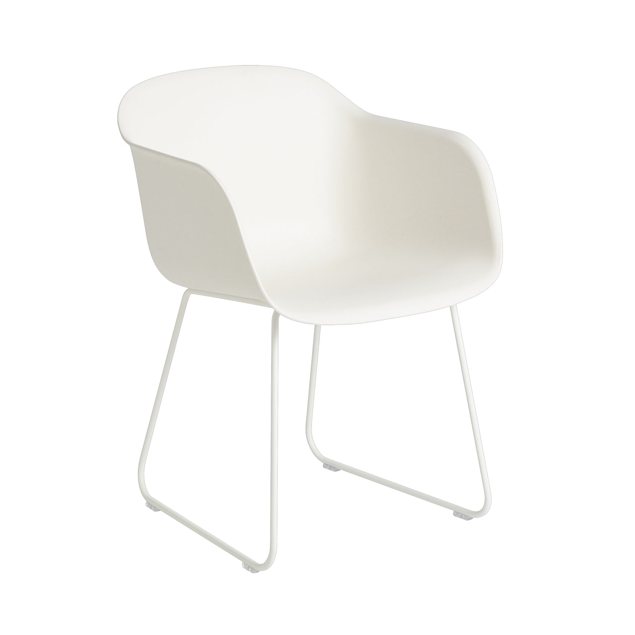 Fiber Armchair: Sled Base + Recycled Shell + White + Natural White