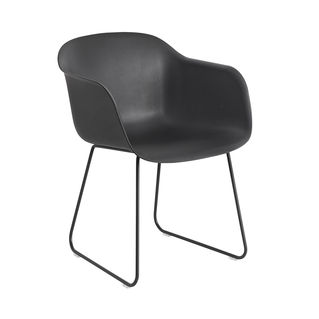 Fiber Armchair: Sled Base + Recycled Shell + Black + Anthracite Black