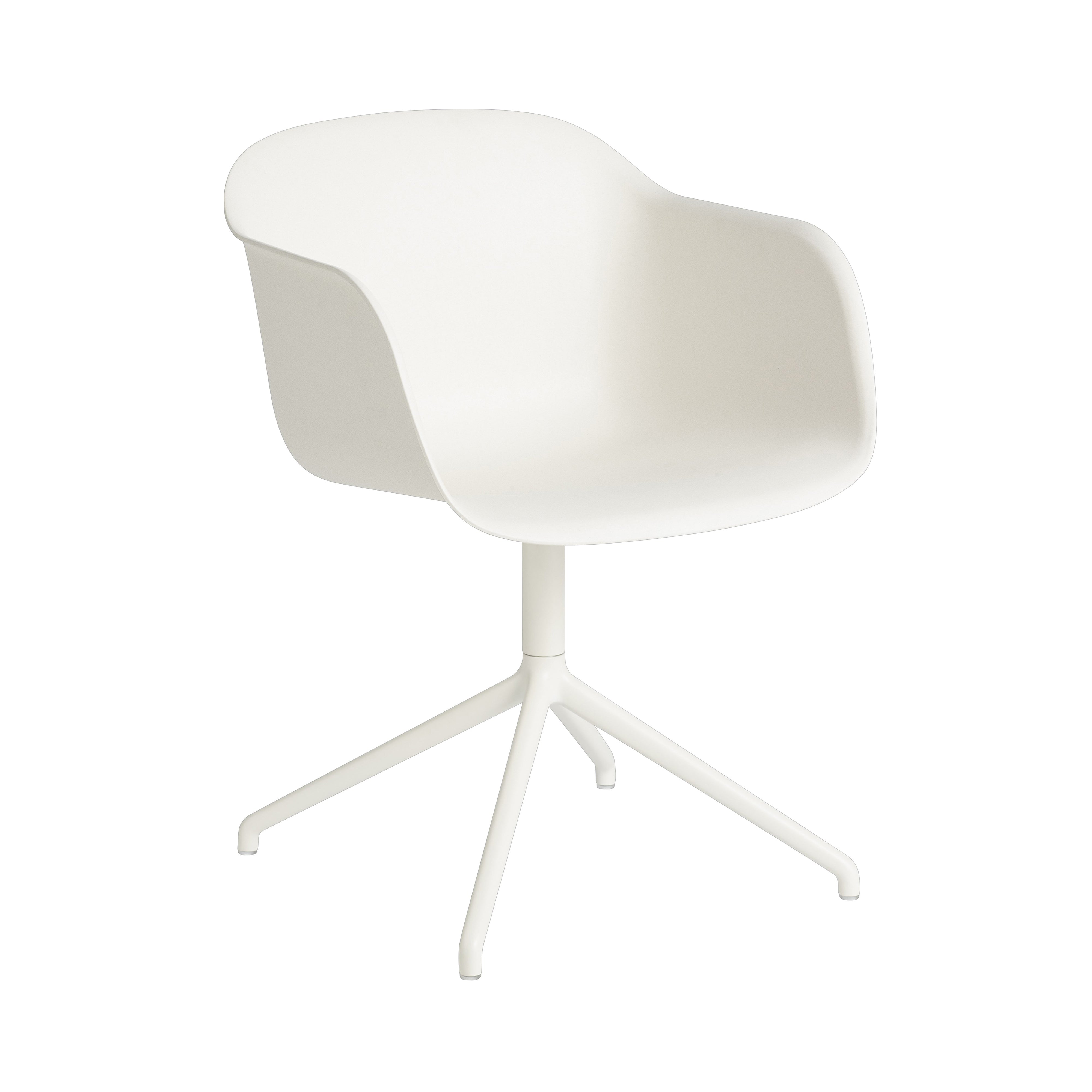 Fiber Armchair: Swivel Base + Recycled Shell + White + Natural White