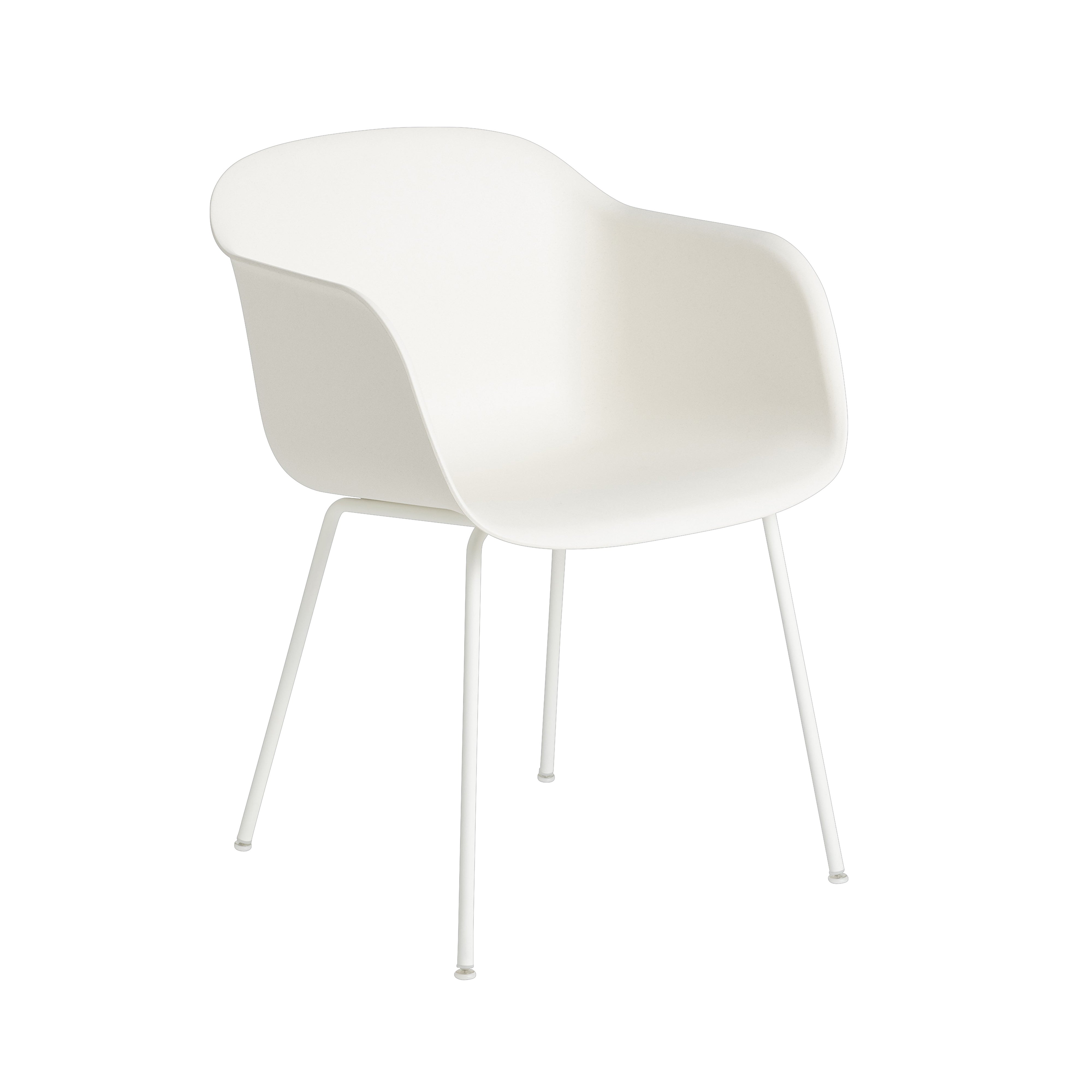 Fiber Armchair: Tube Base + Recycled Shell + Natural White + White