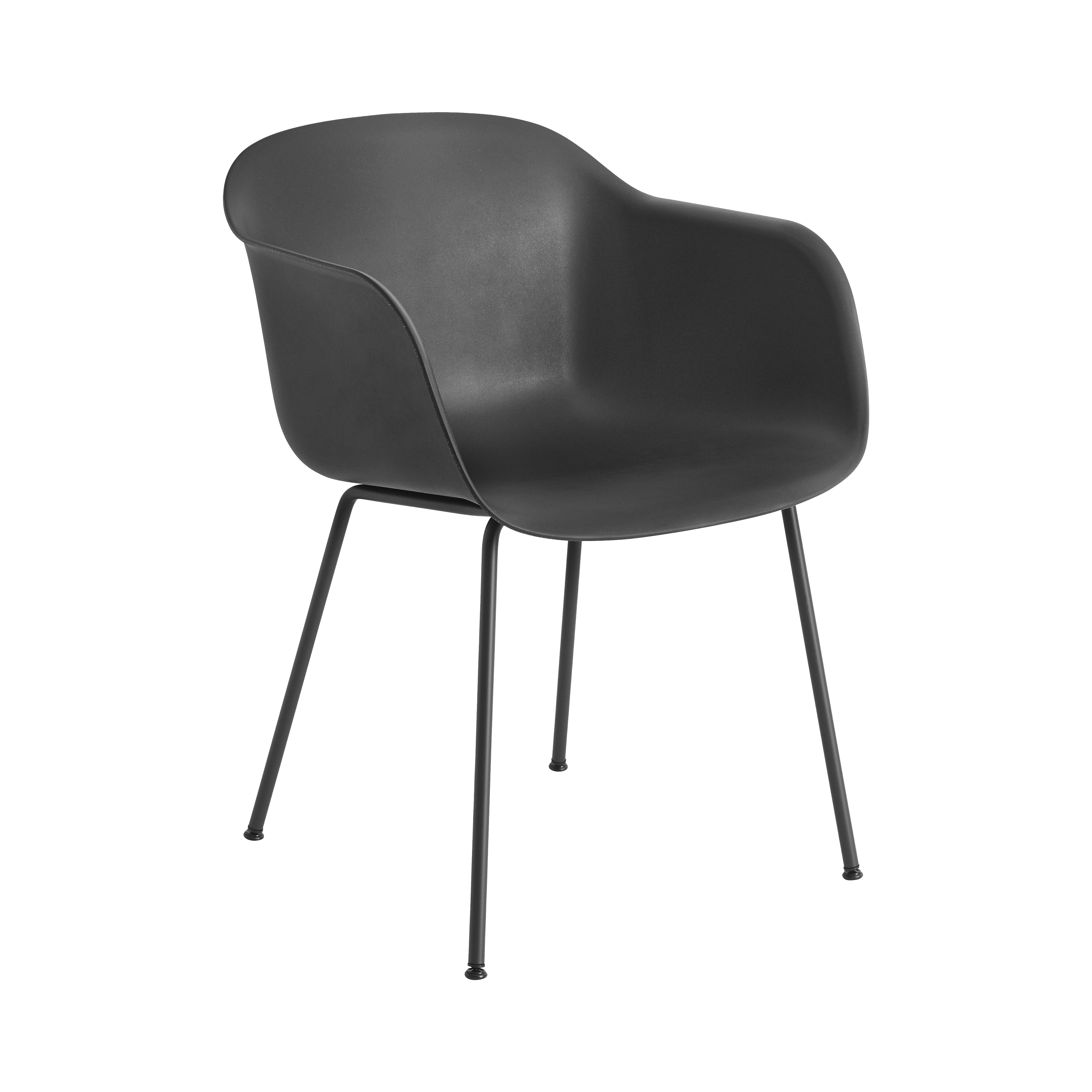 Fiber Armchair: Tube Base + Recycled Shell + Black + Anthracite Black