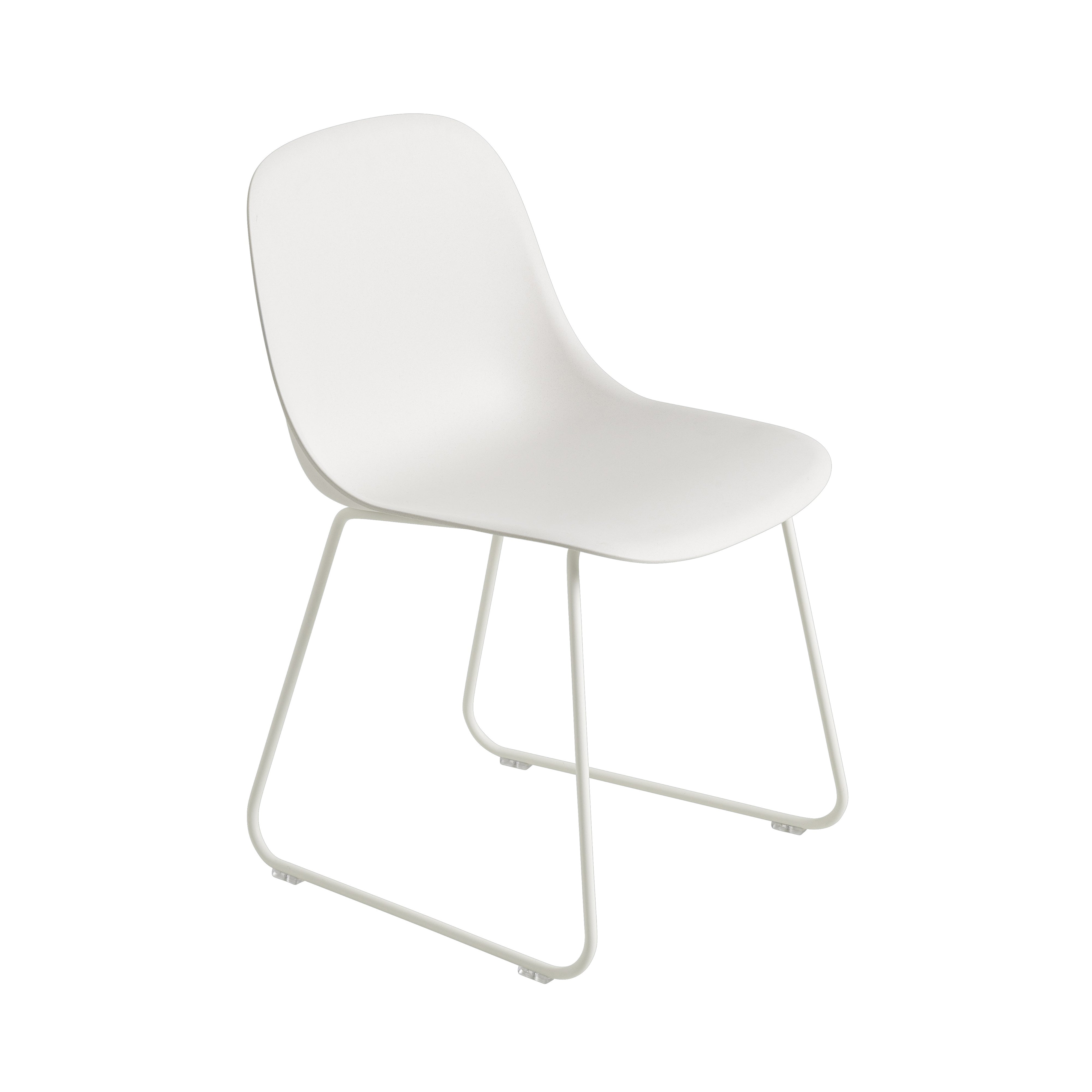 Fiber Side Chair: Sled Base + Recycled Shell + White + Natural White