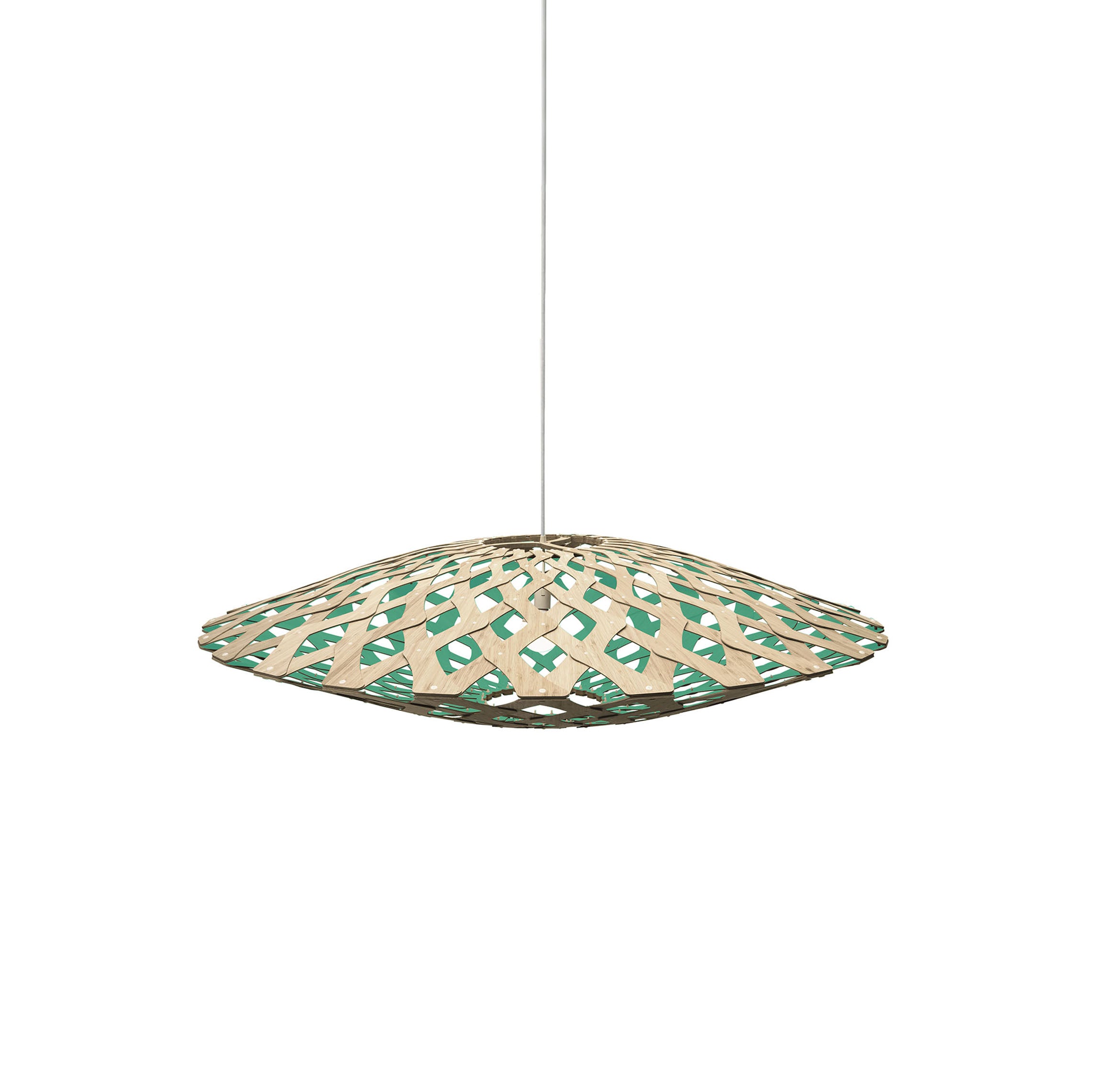 Flax Pendant Light: Medium + Bamboo + Aqua