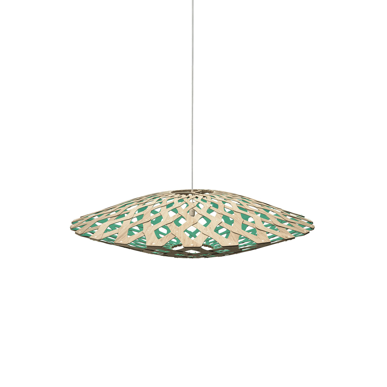 Flax Pendant Light: Medium + Bamboo + Aqua
