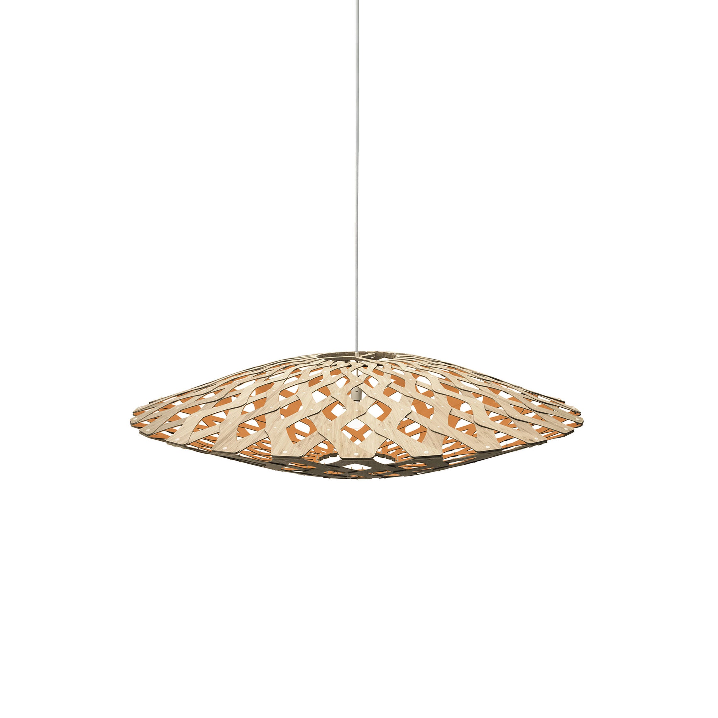 Flax Pendant Light: Medium + Bamboo + Orange