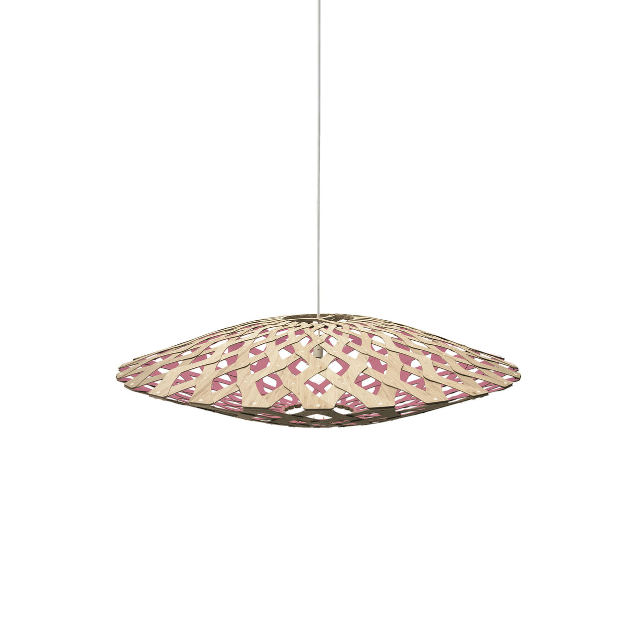 Flax Pendant Light: Medium + Bamboo + Pink
