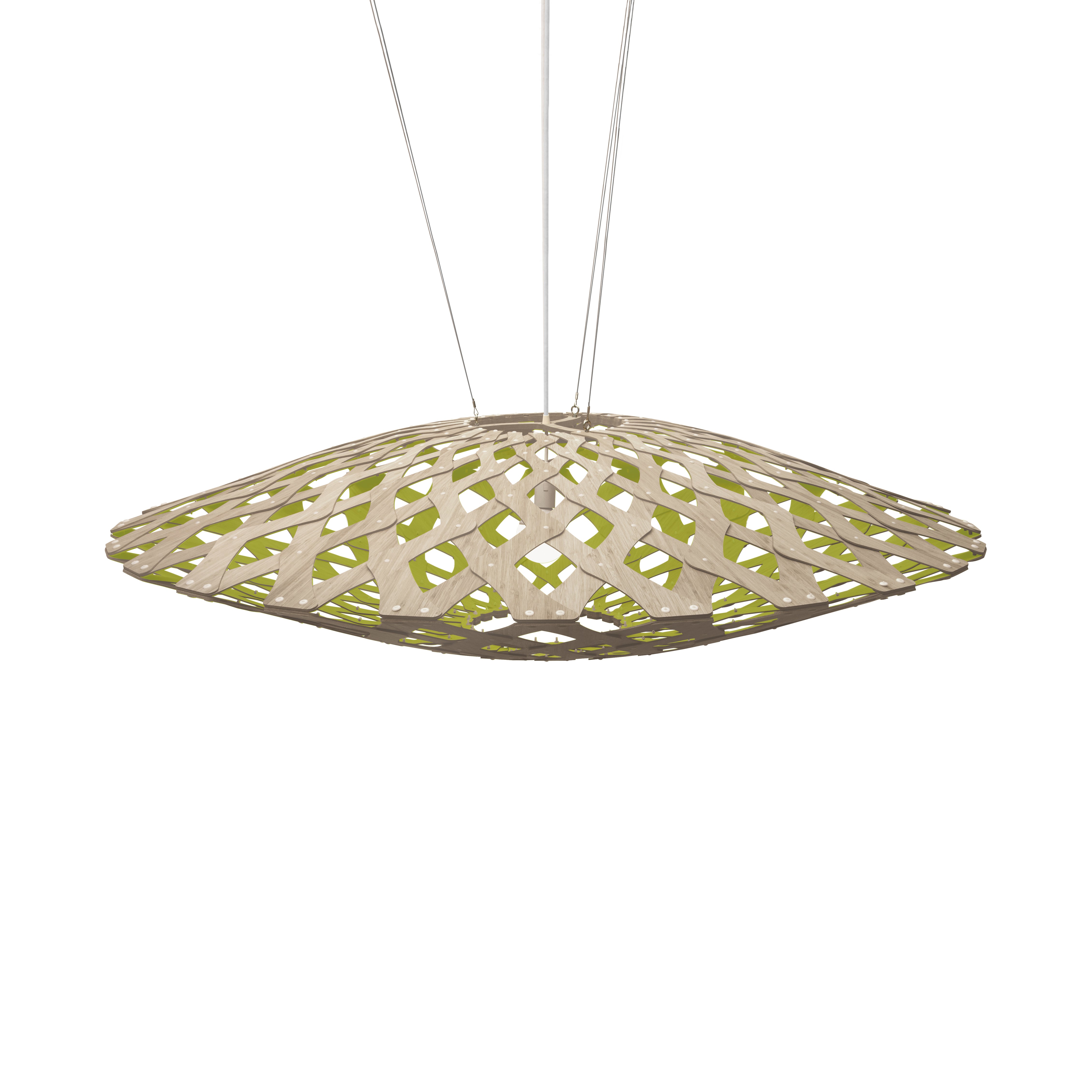 Flax Pendant Light: Large + Bamboo + Lime