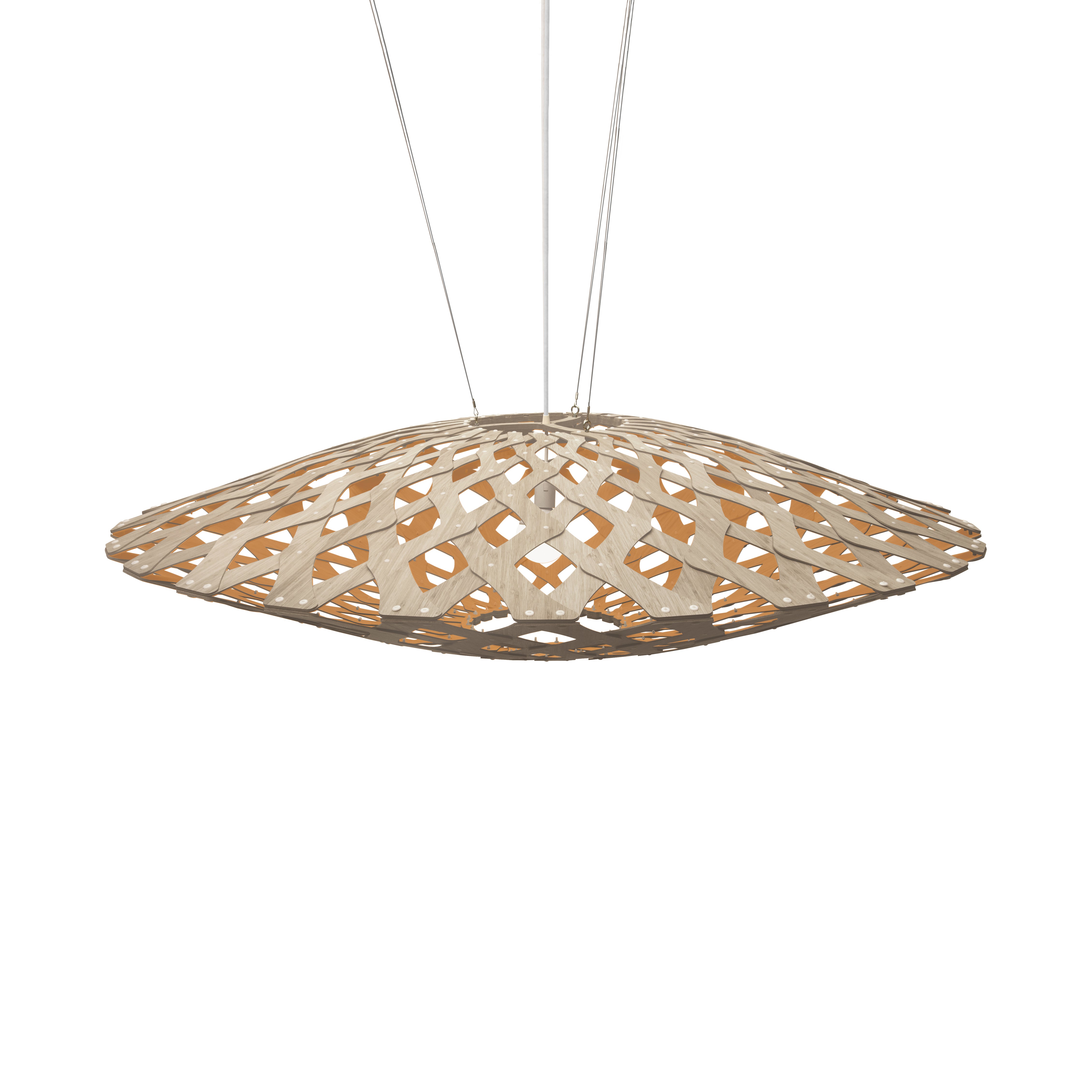 Flax Pendant Light: Large + Bamboo + Orange