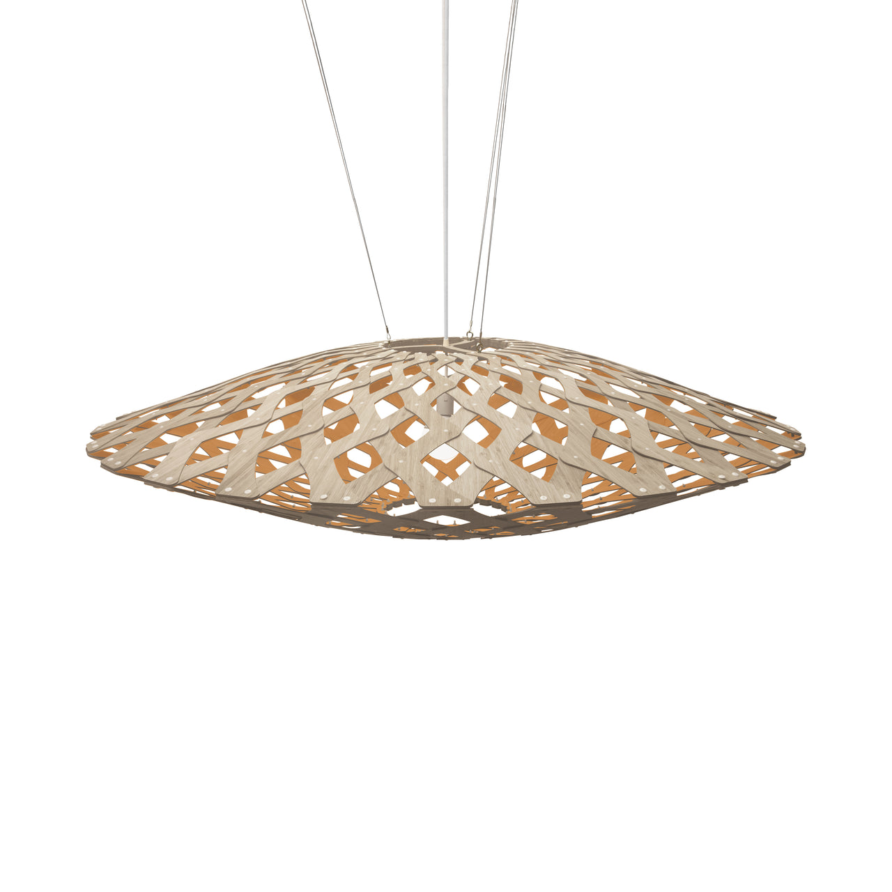 Flax Pendant Light: Large + Bamboo + Orange