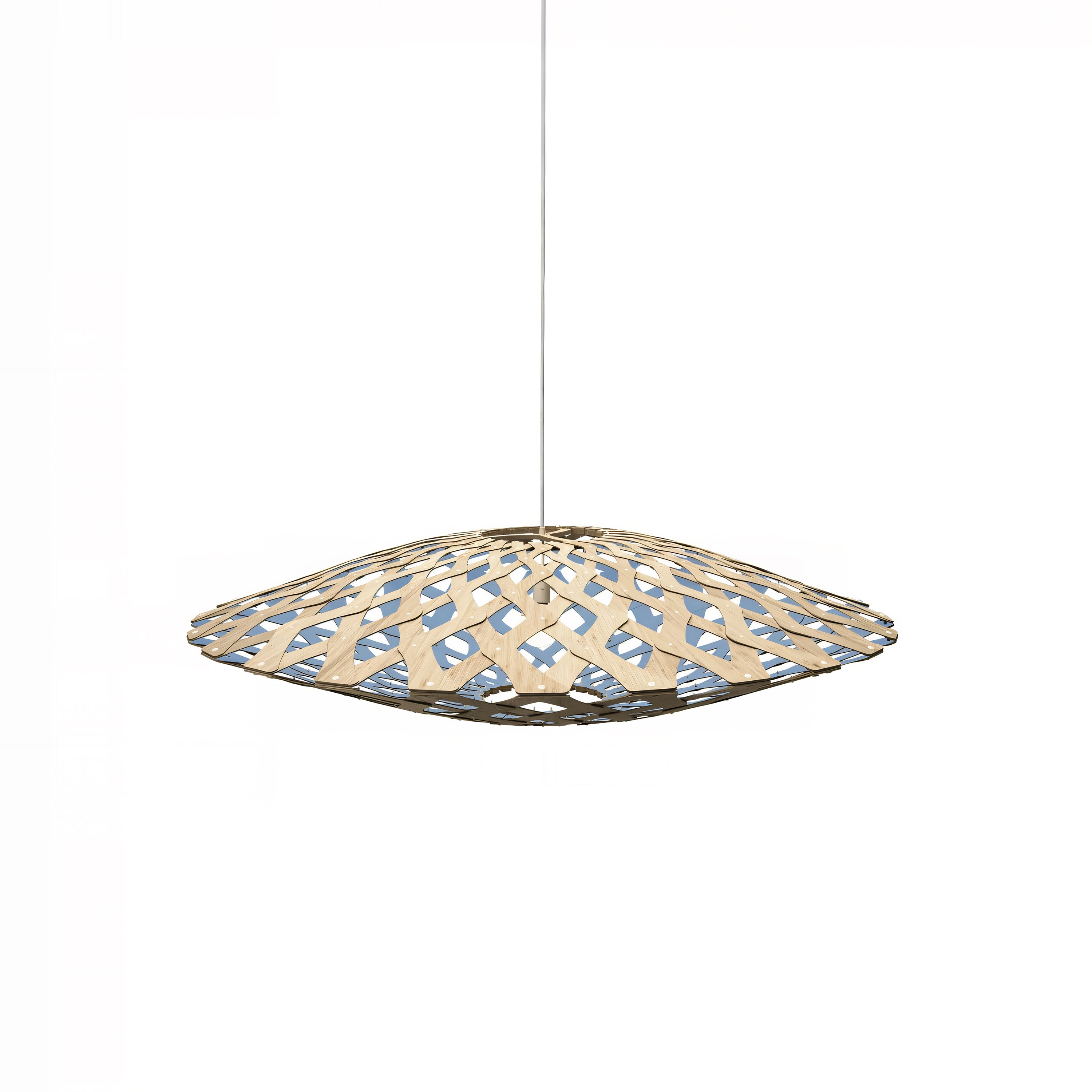 Flax Pendant Light: Medium + Bamboo + Blue