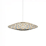 Flax Pendant Light: Medium + Bamboo + Blue