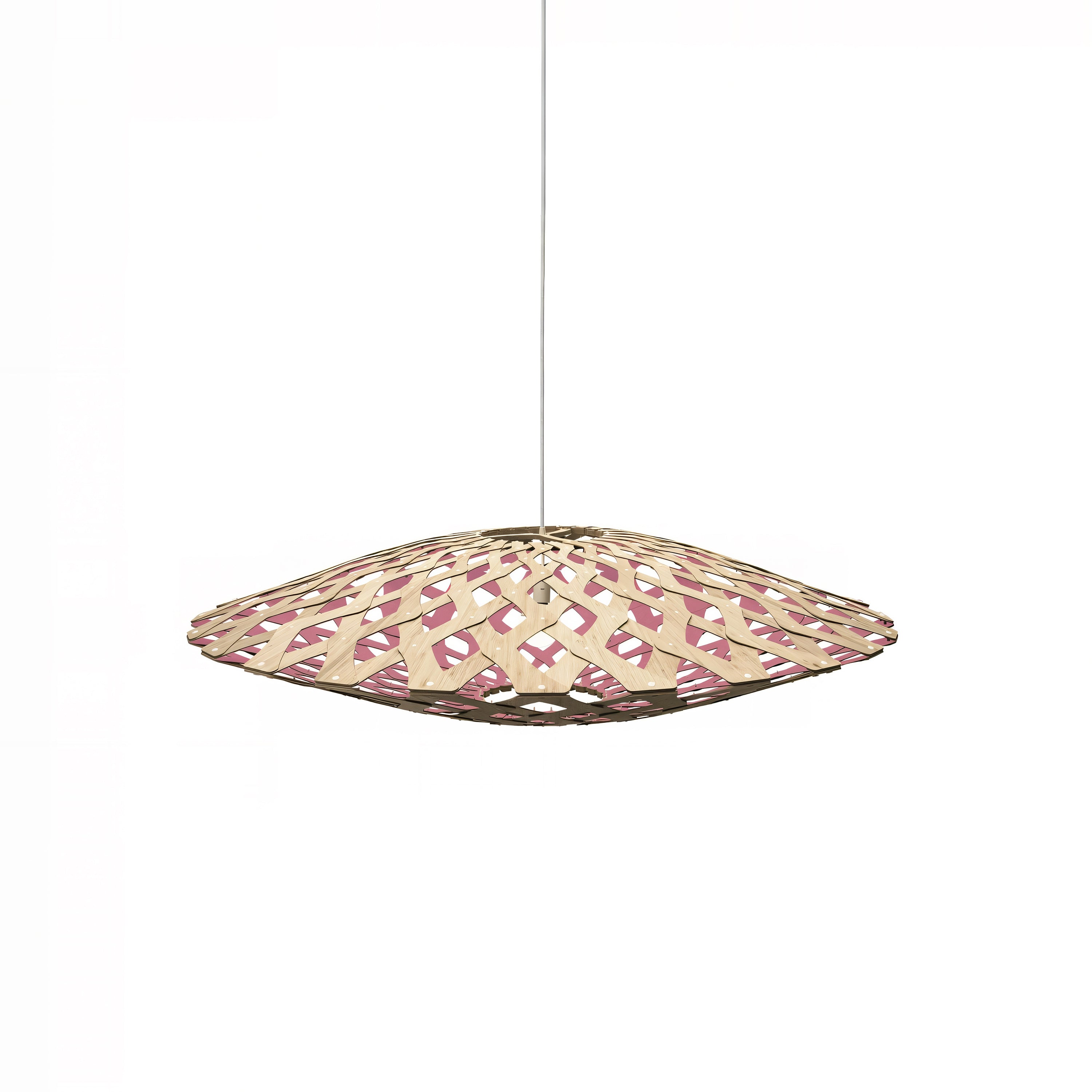 Flax Pendant Light: Medium + Bamboo + Pink