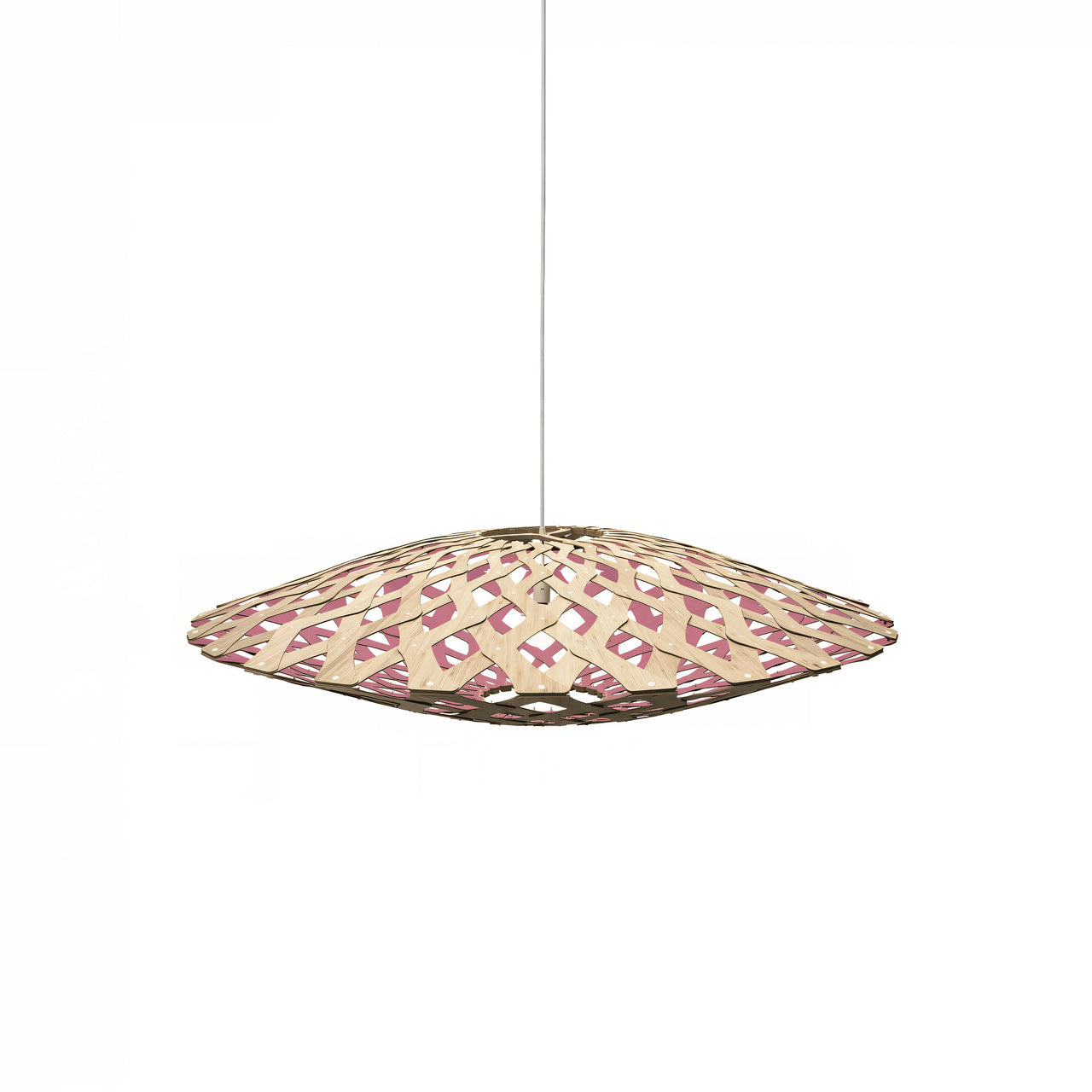 Flax Pendant Light: Medium + Bamboo + Pink