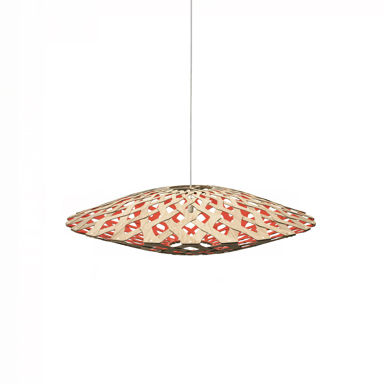 Flax Pendant Light: Medium + Bamboo + Red