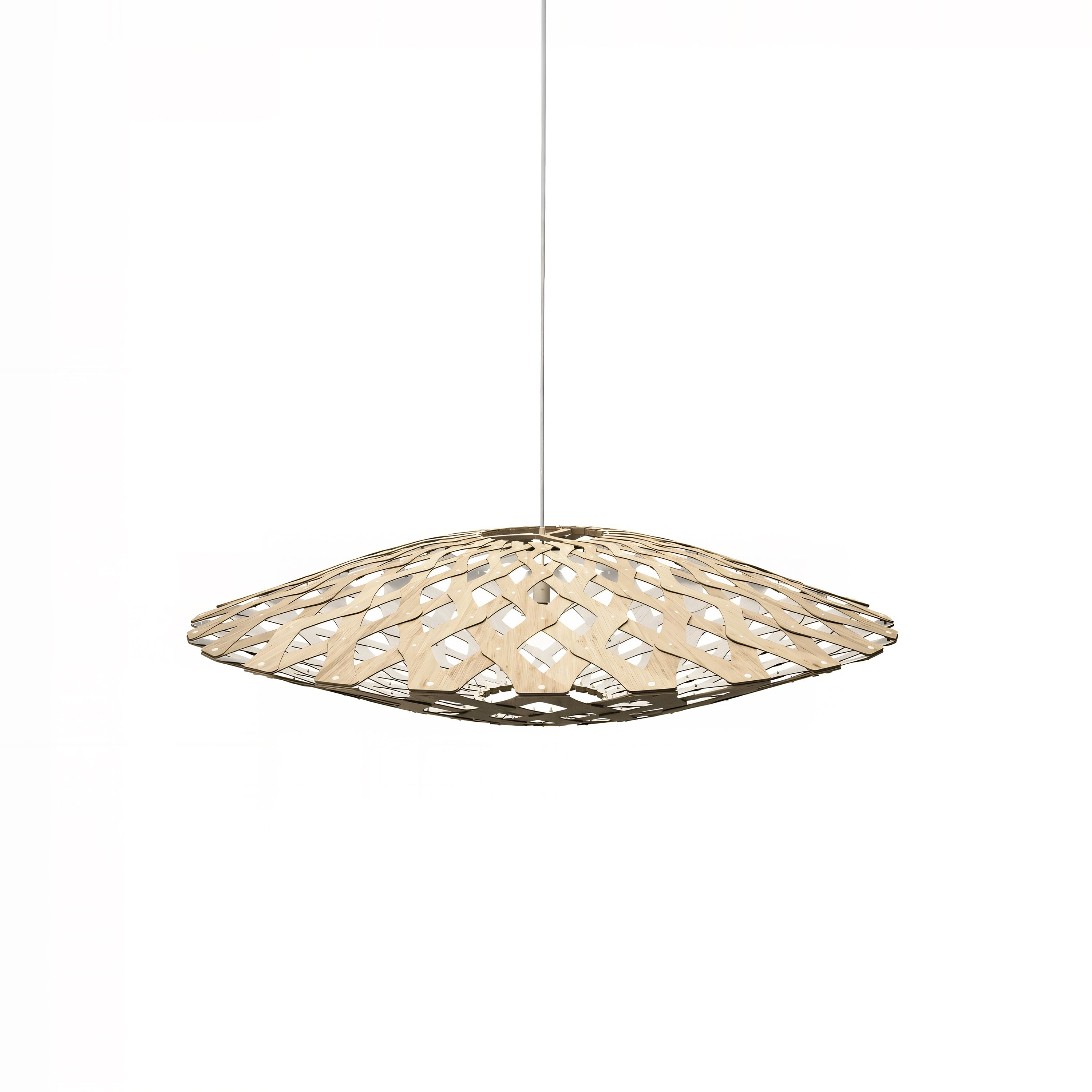 Flax Pendant Light: Medium + Bamboo + White