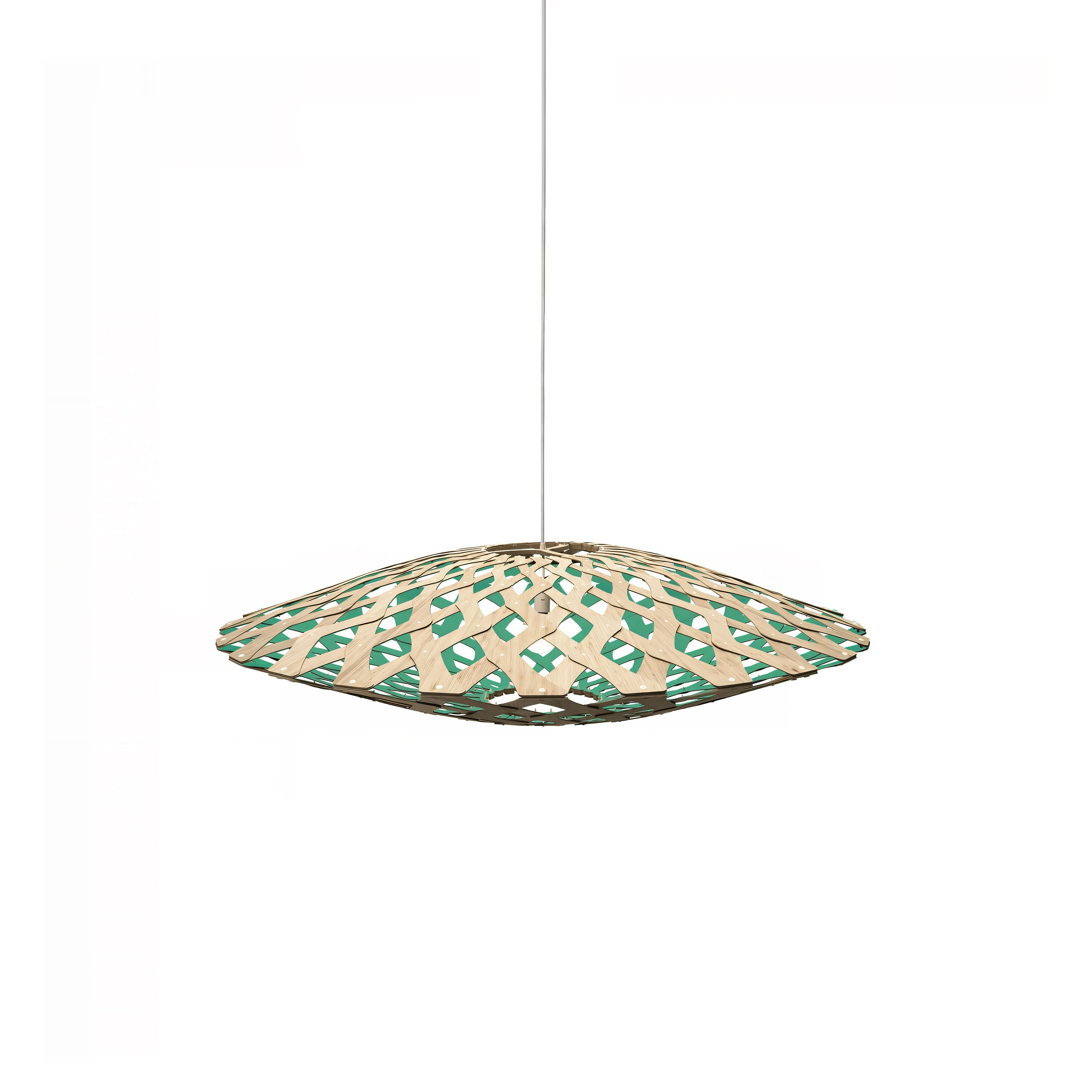 Flax Pendant Light: Small + Bamboo + Aqua