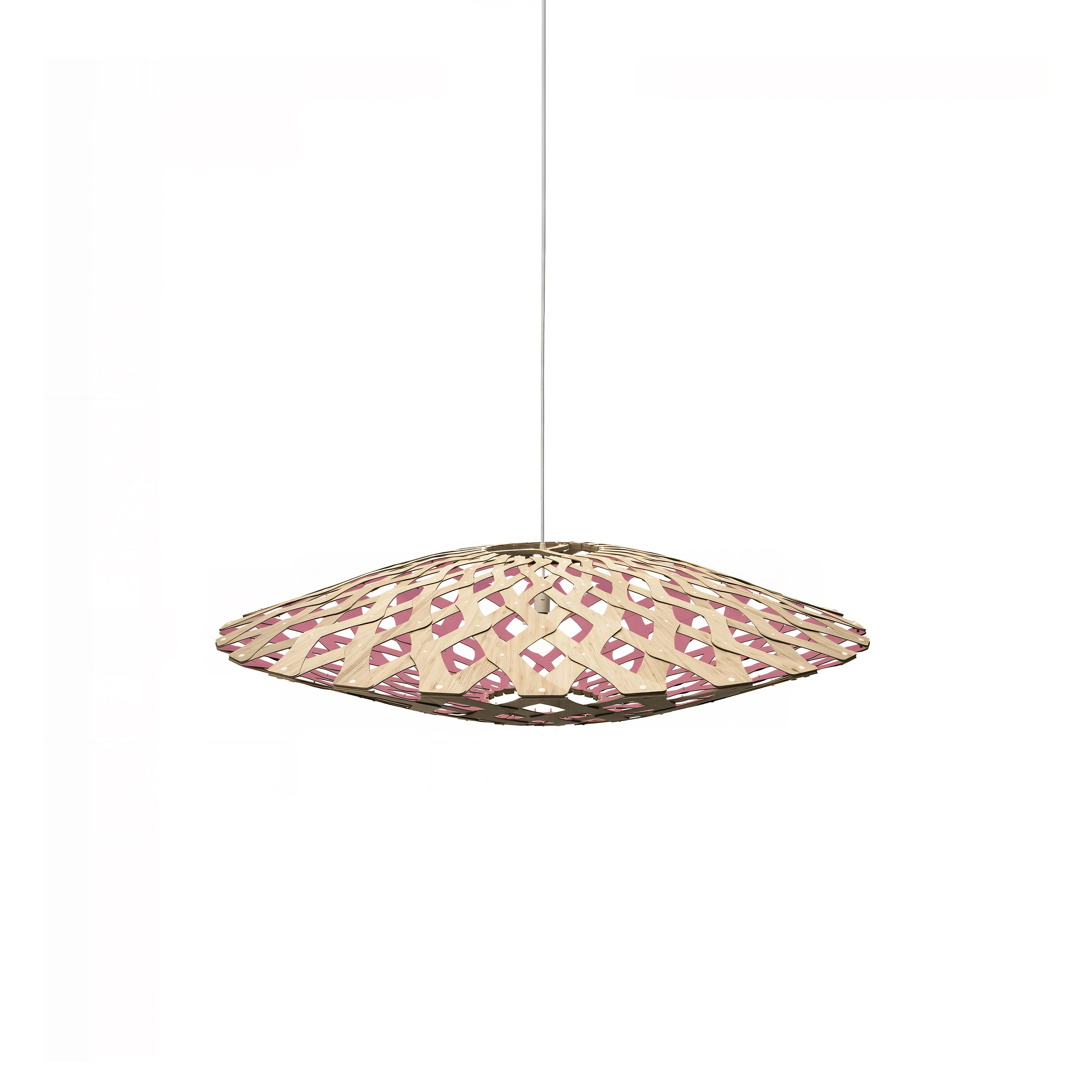 Flax Pendant Light: Small + Bamboo + Pink