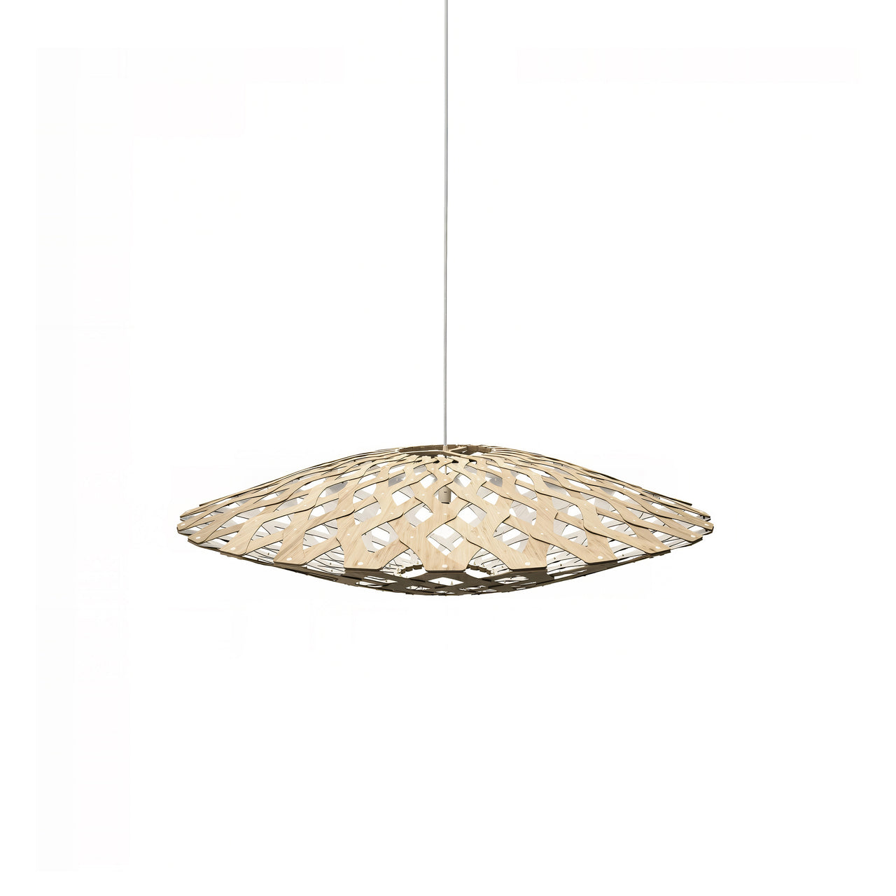 Flax Pendant Light: Small + Bamboo + White