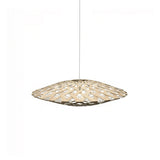 Flax Pendant Light: Small + Bamboo + White