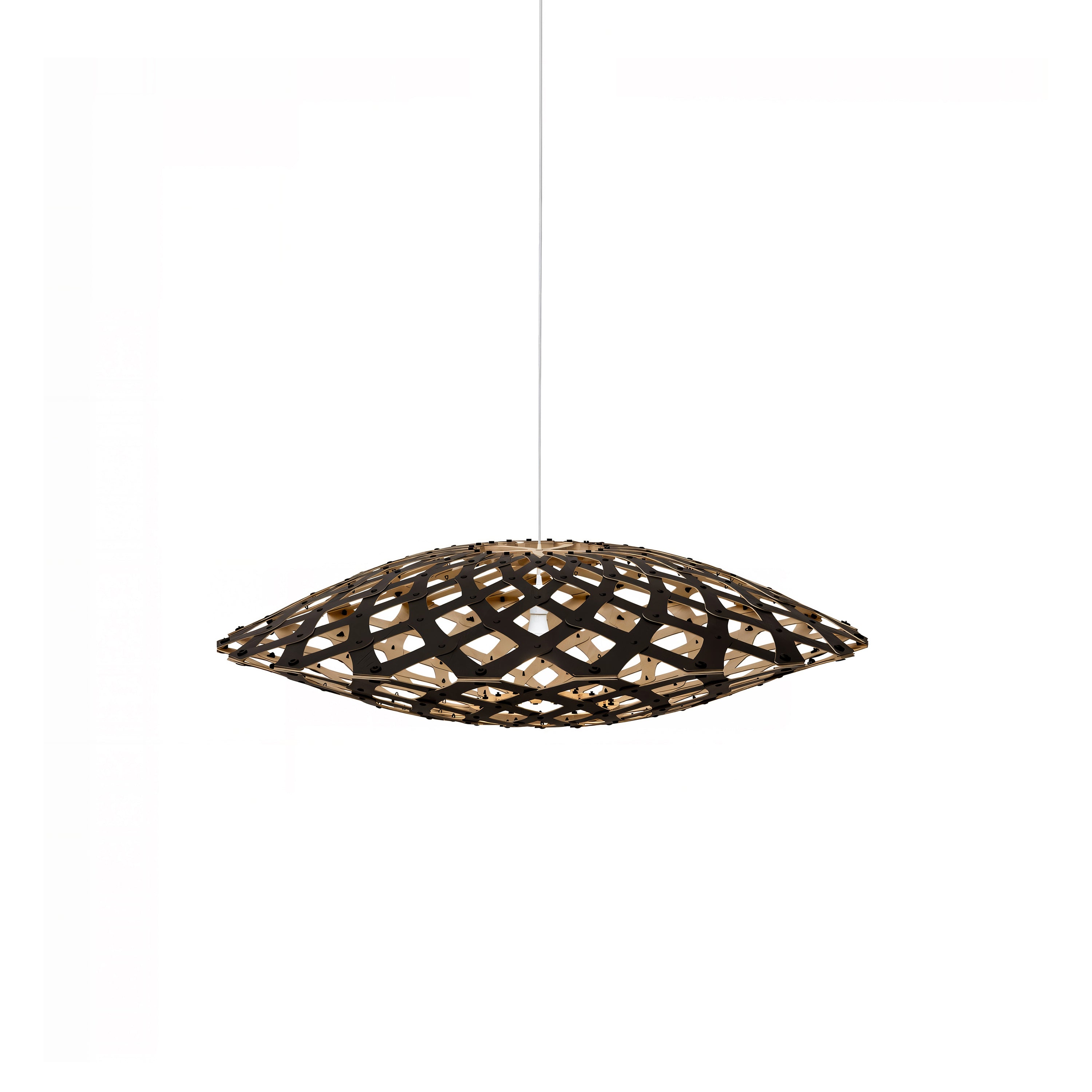 Flax Pendant Light: Small + Black + Bamboo