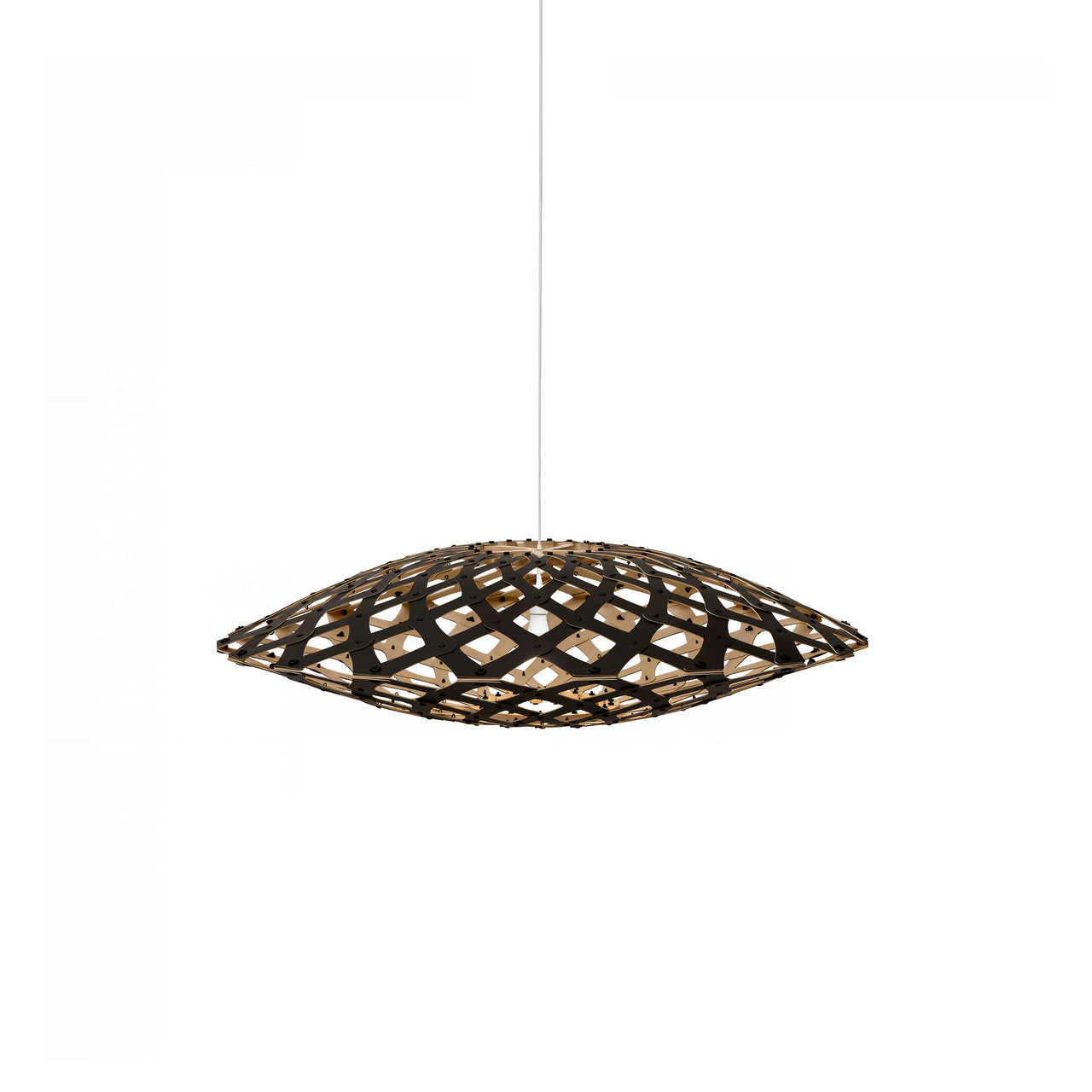 Flax Pendant Light: Small + Black + Bamboo