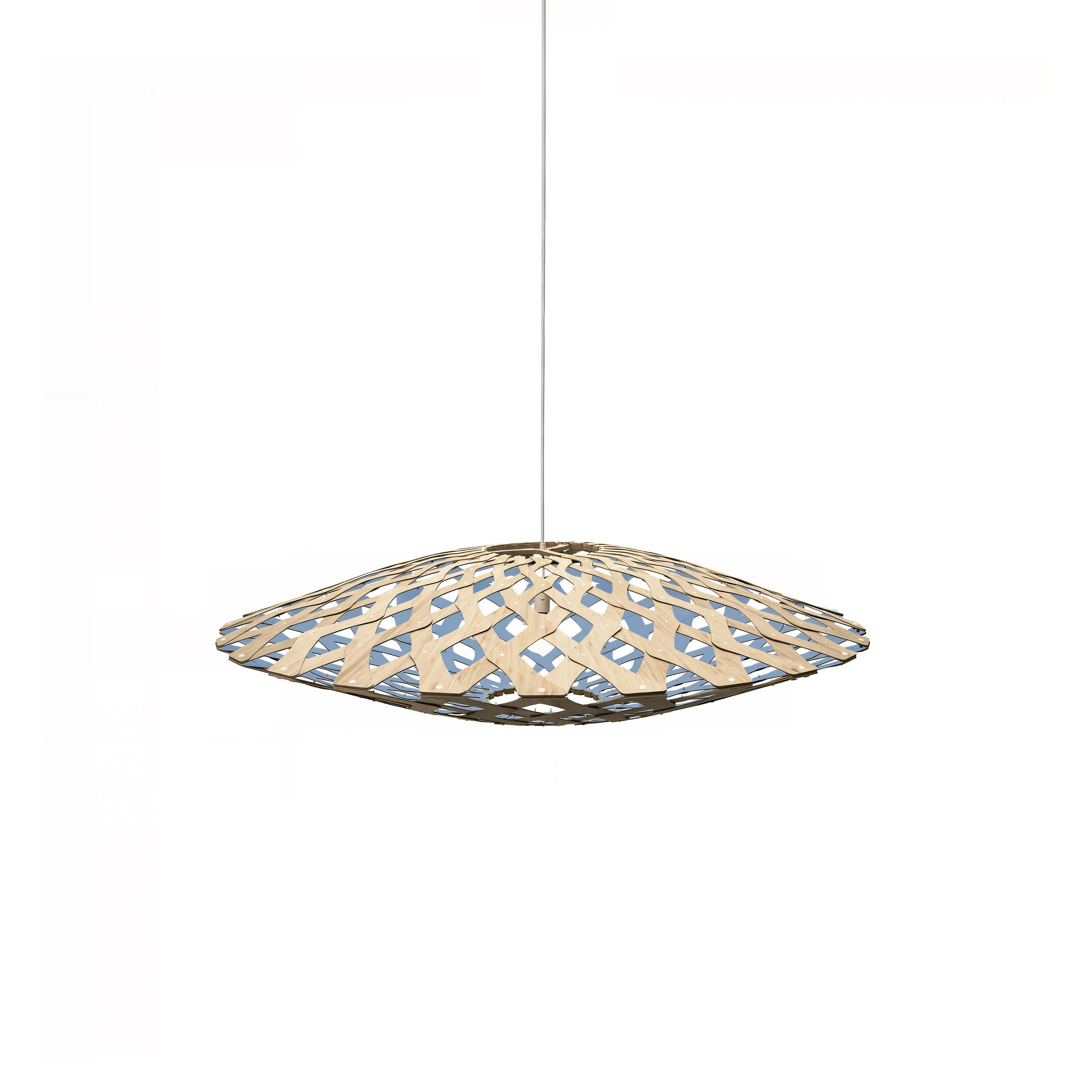 Flax Pendant Light: Small + Bamboo + Blue