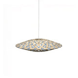 Flax Pendant Light: Small + Bamboo + Blue