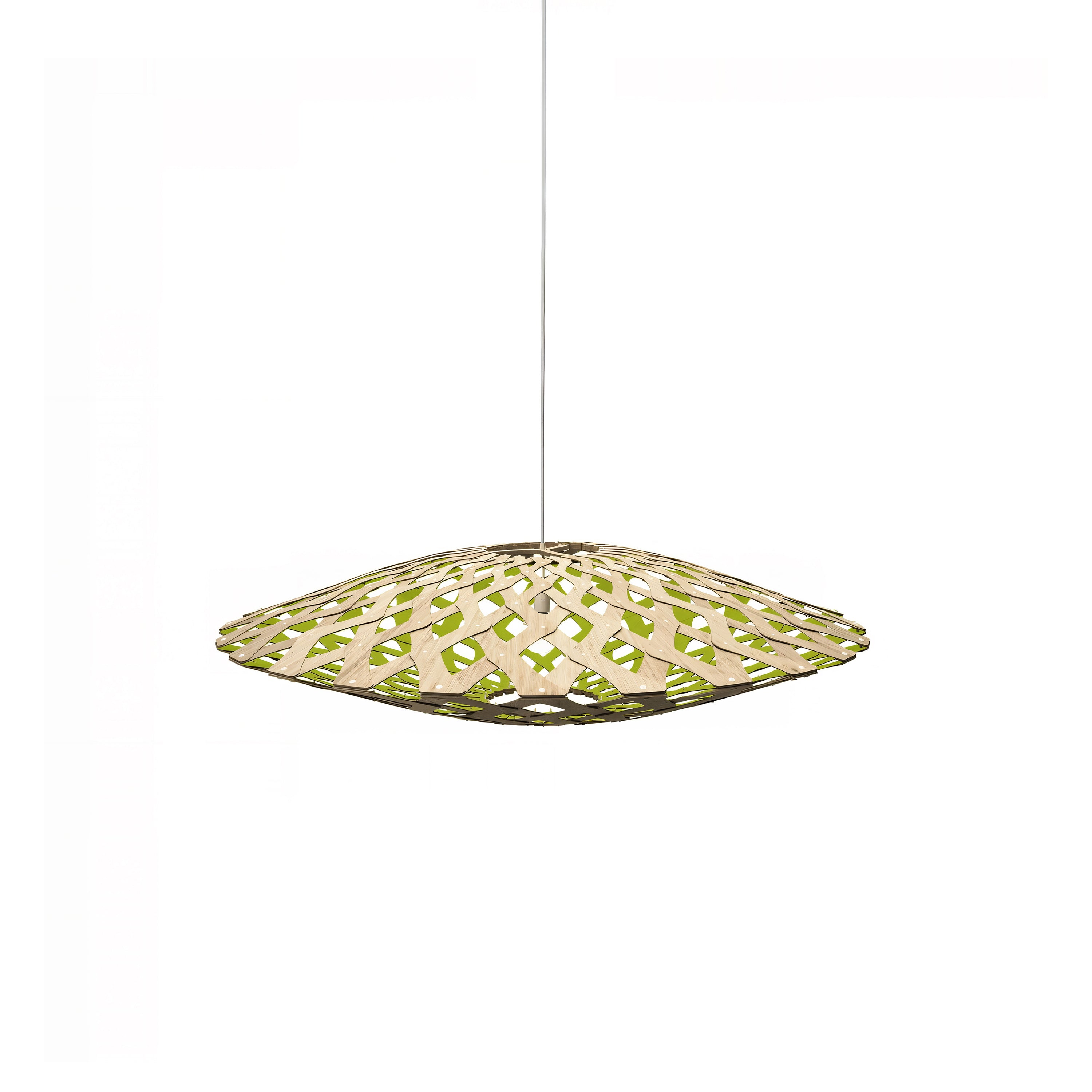 Flax Pendant Light: Small + Bamboo + Lime