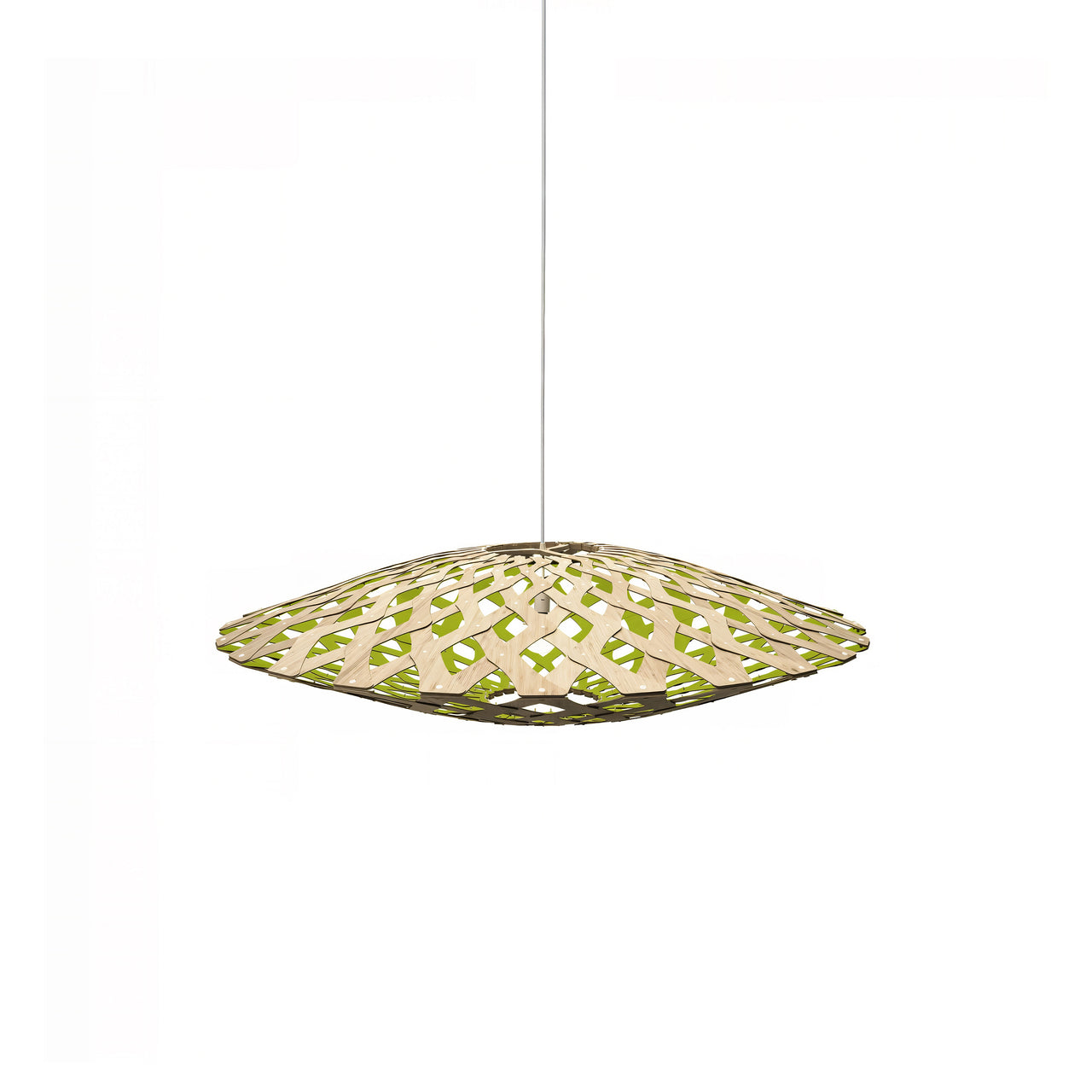 Flax Pendant Light: Small + Bamboo + Lime