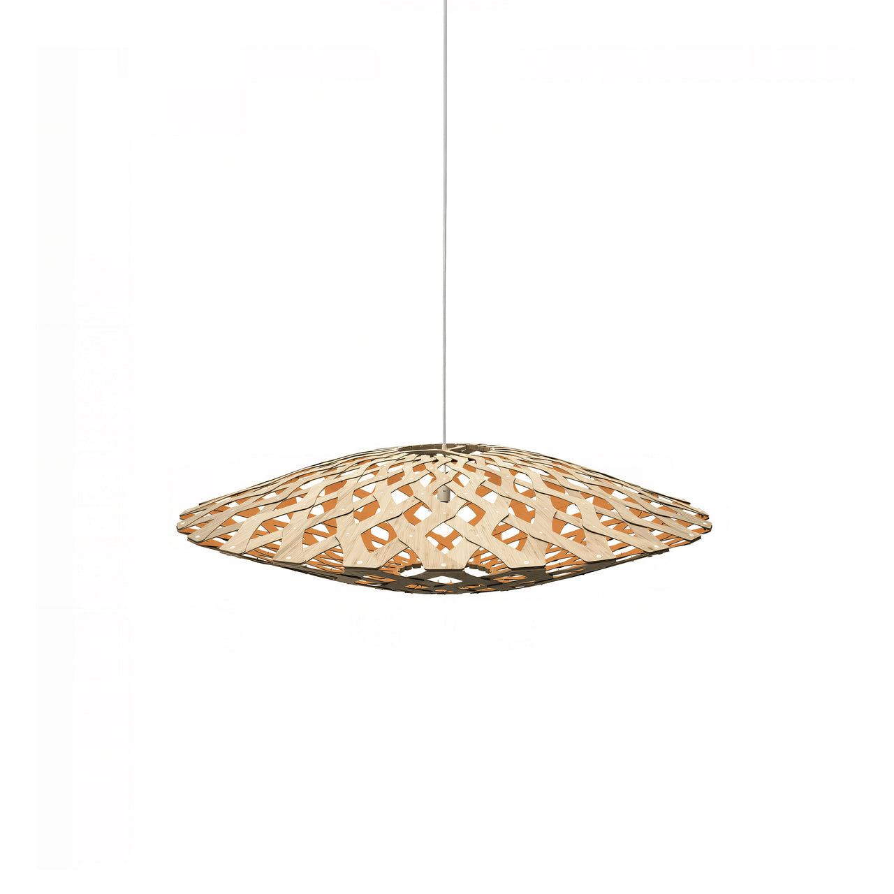 Flax Pendant Light: Small + Bamboo + Orange