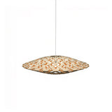 Flax Pendant Light: Small + Bamboo + Orange