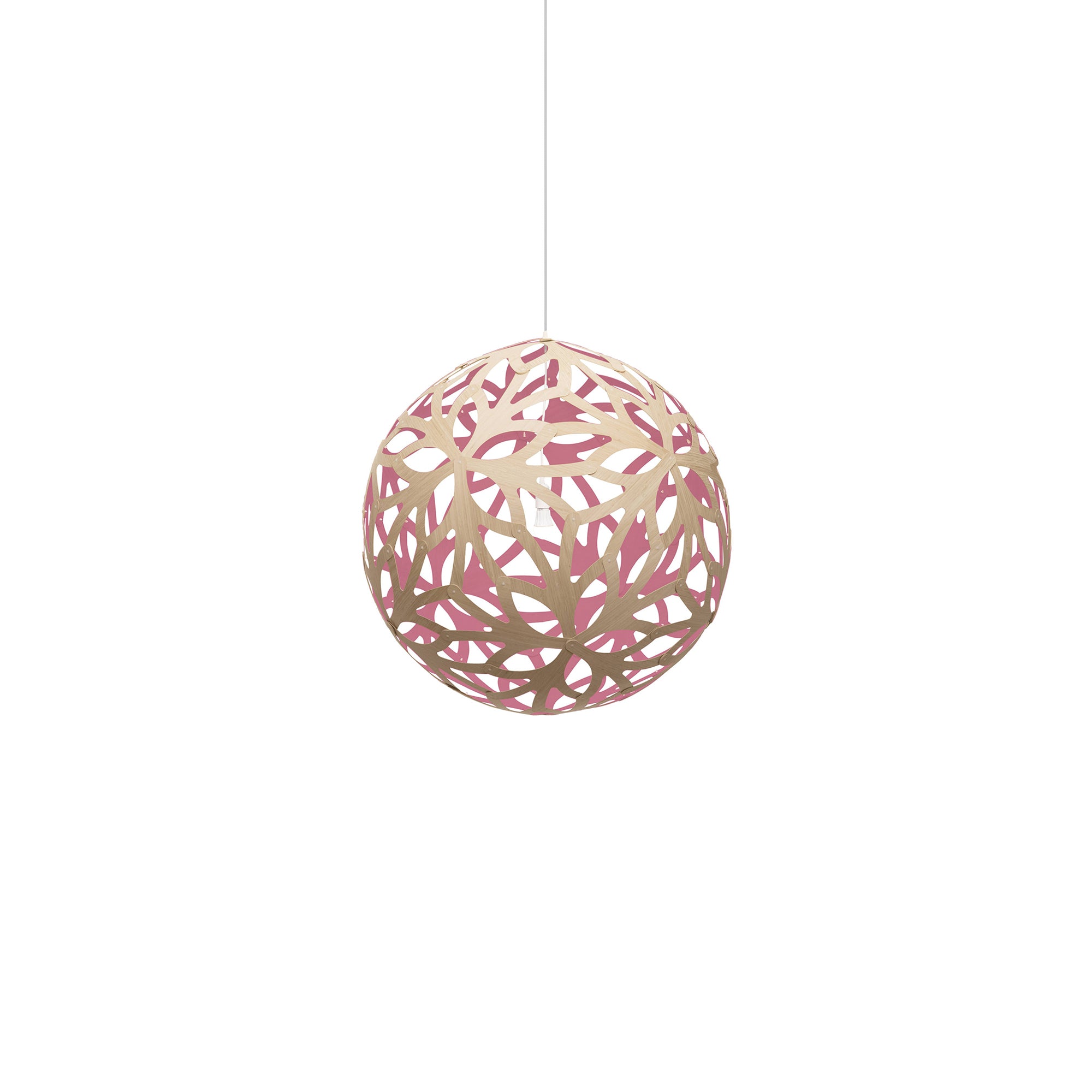 Floral Pendant Light: Extra Small + Bamboo + Pink