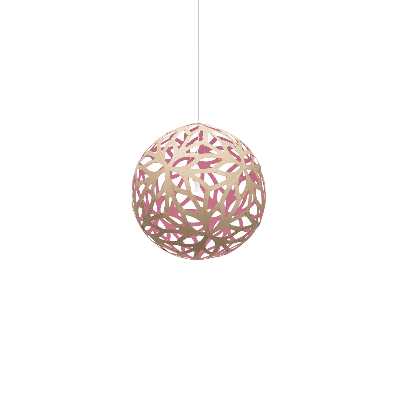Floral Pendant Light: Extra Small + Bamboo + Pink