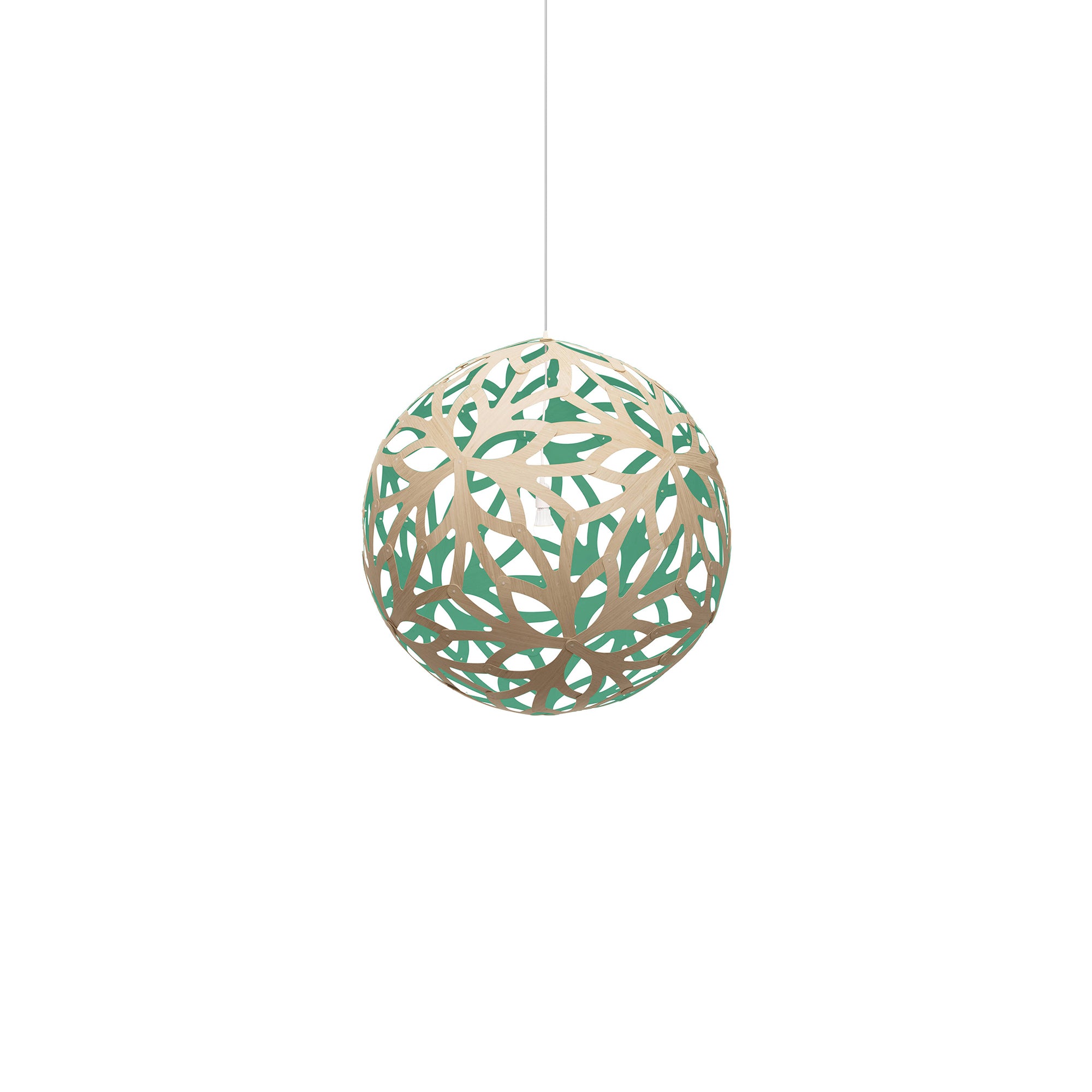 Floral Pendant Light: Extra Small + Bamboo + Aqua