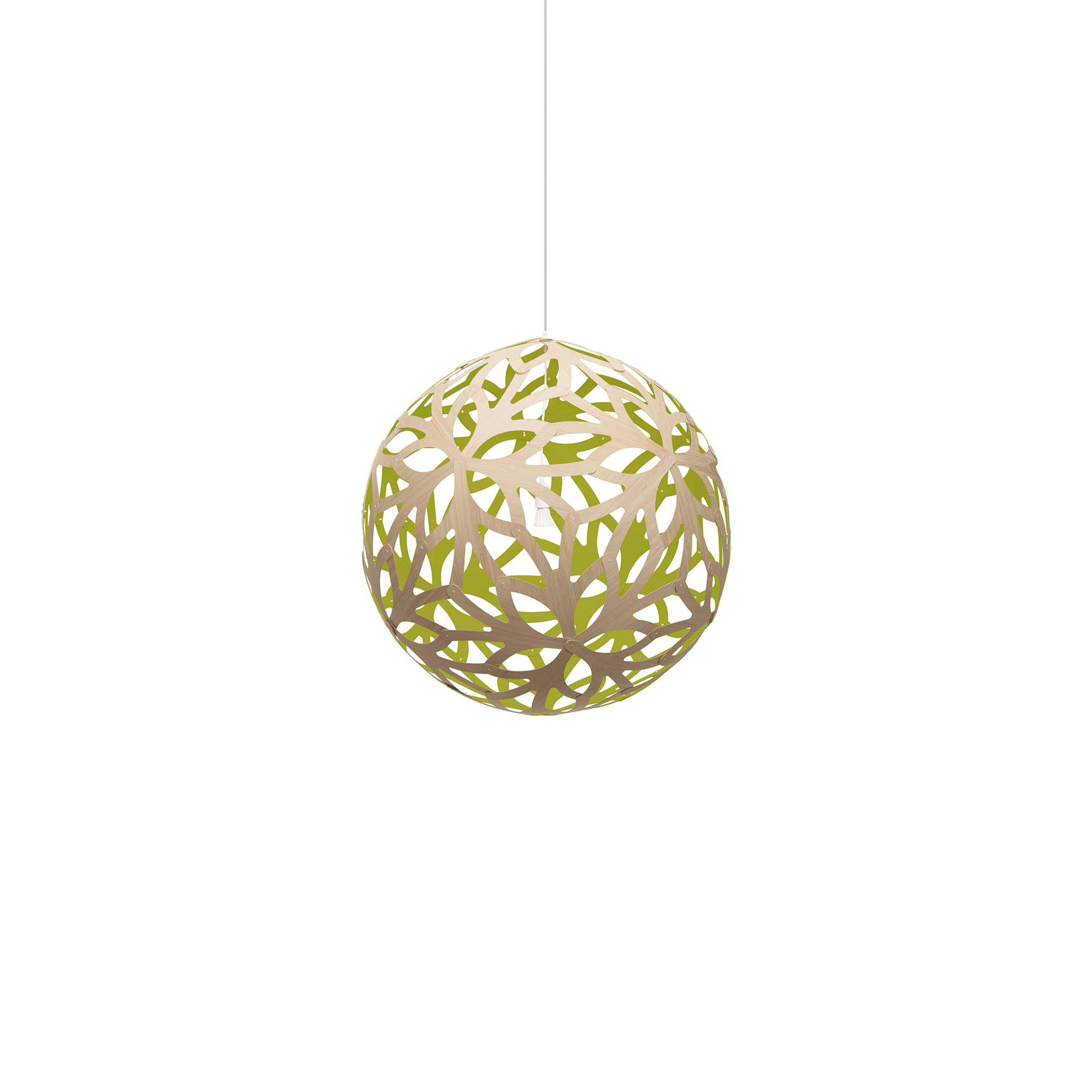 Floral Pendant Light: Extra Small + Bamboo + Lime