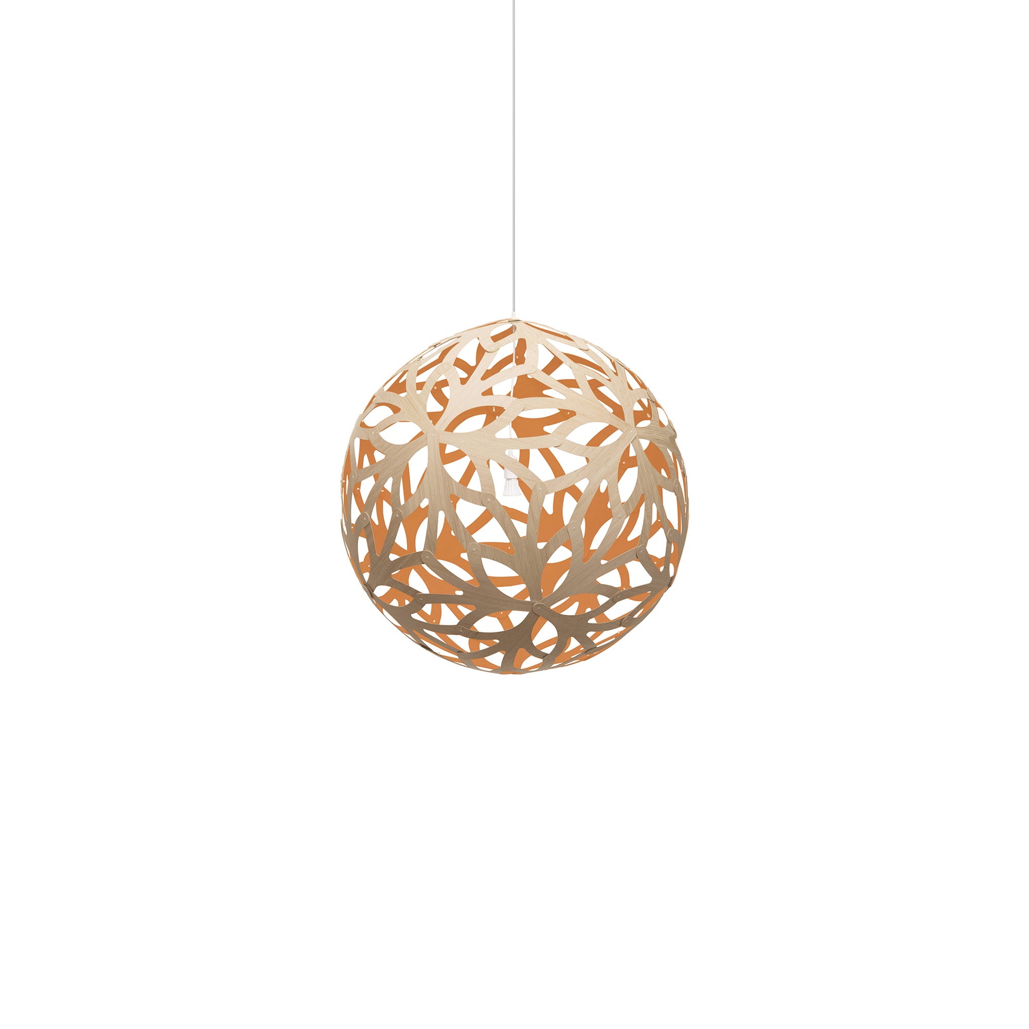 Floral Pendant Light: Extra Small + Bamboo + Orange