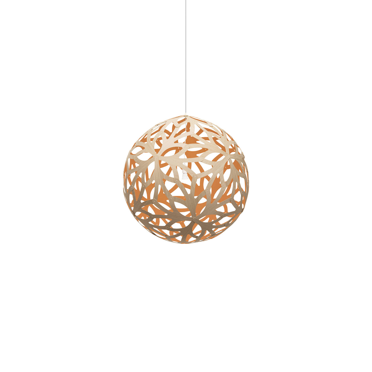 Floral Pendant Light: Extra Small + Bamboo + Orange