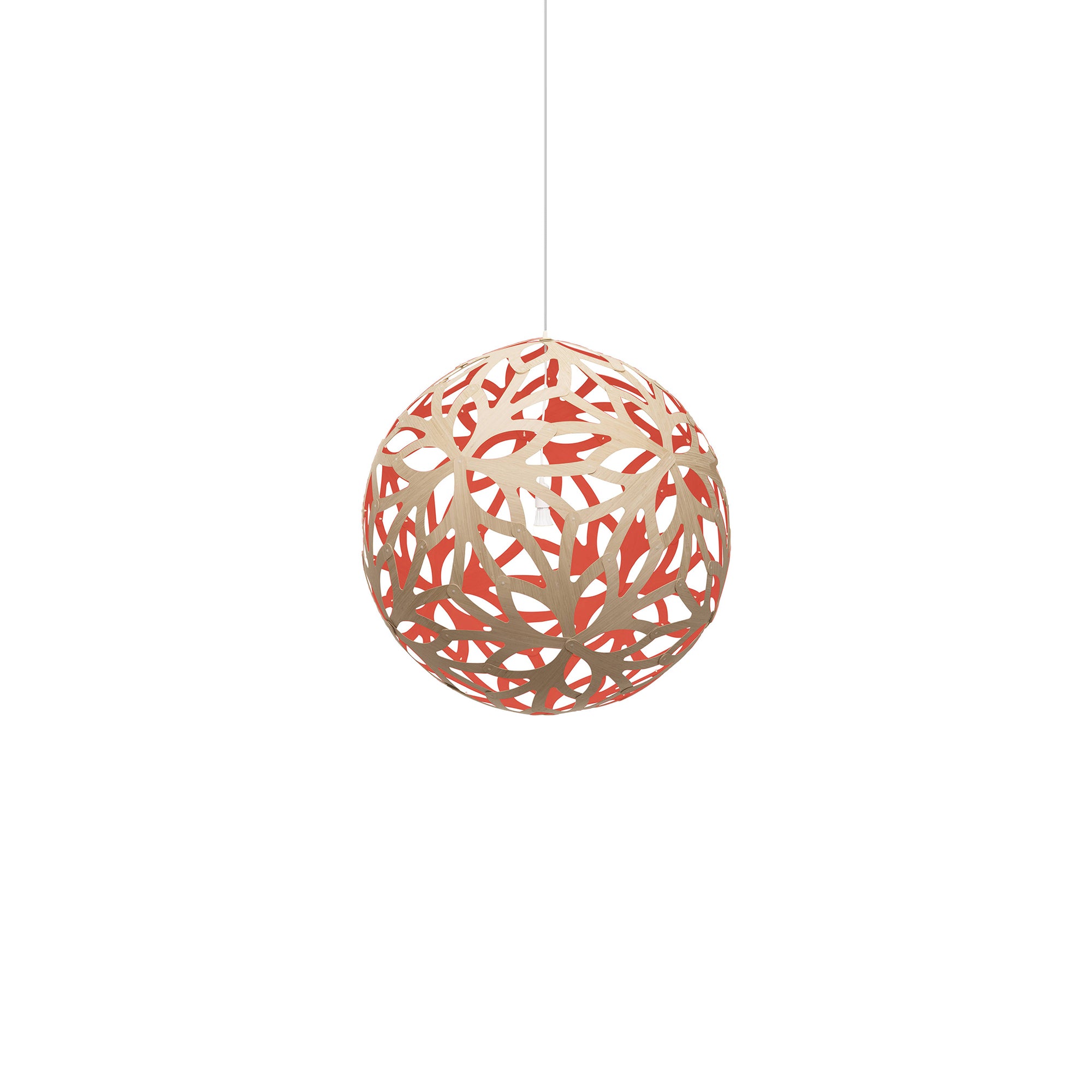 Floral Pendant Light: Extra Small + Bamboo + Red