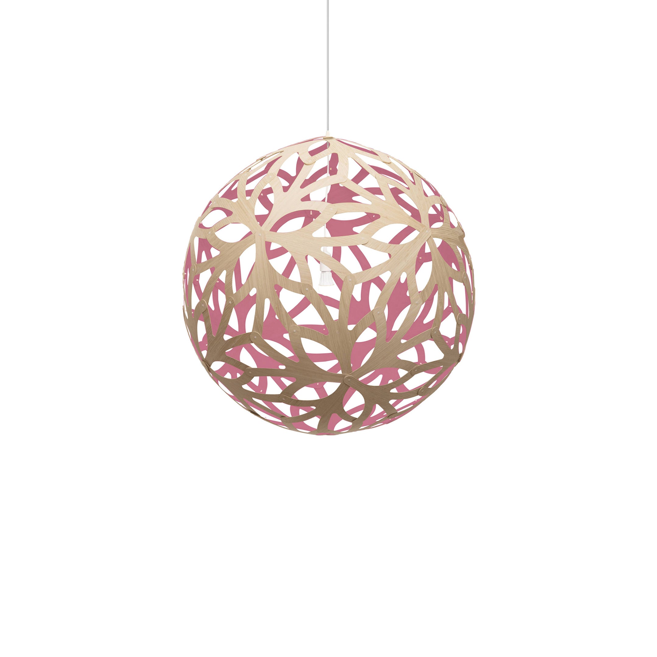 Floral Pendant Light: Medium + Bamboo + Pink