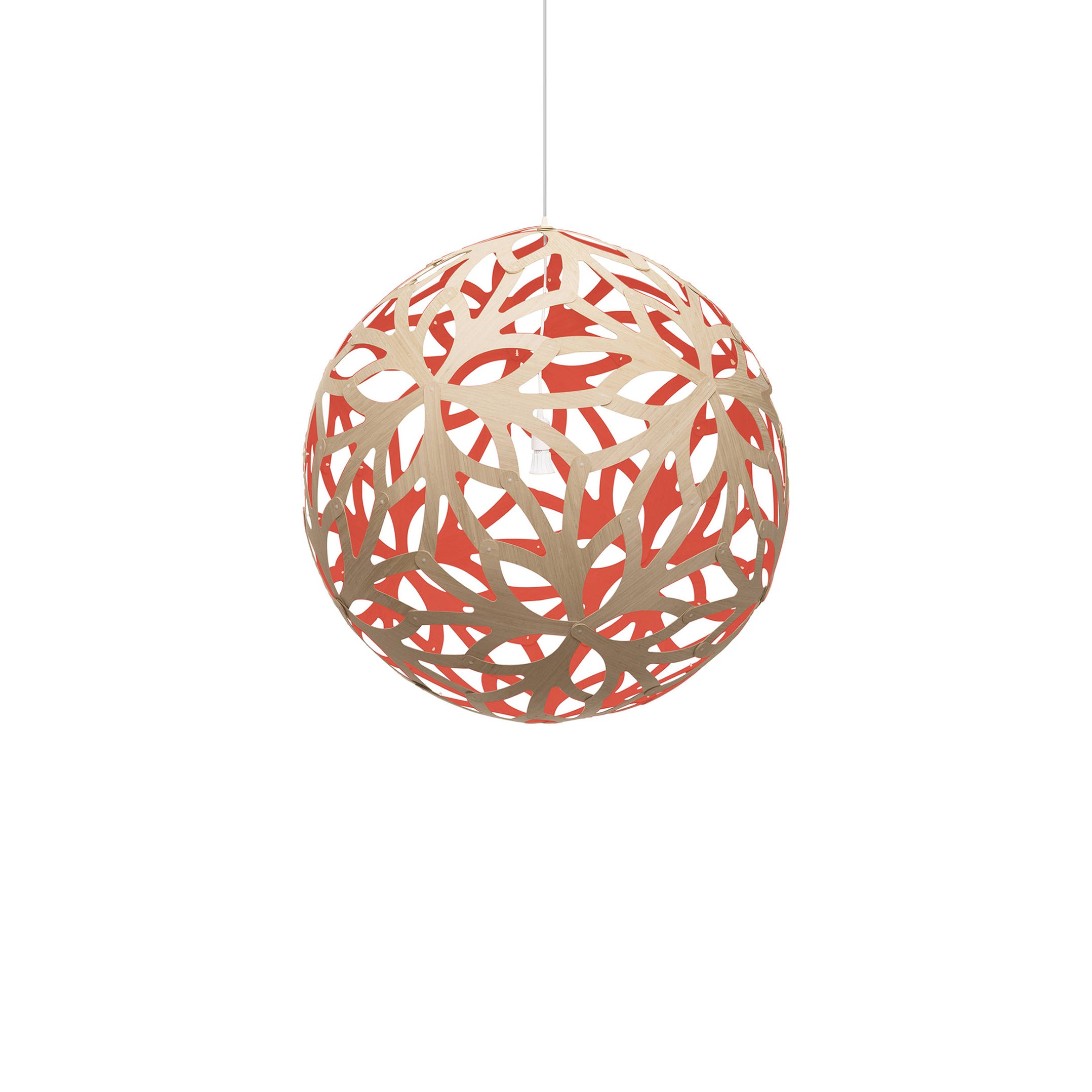 Floral Pendant Light: Medium + Bamboo + Red