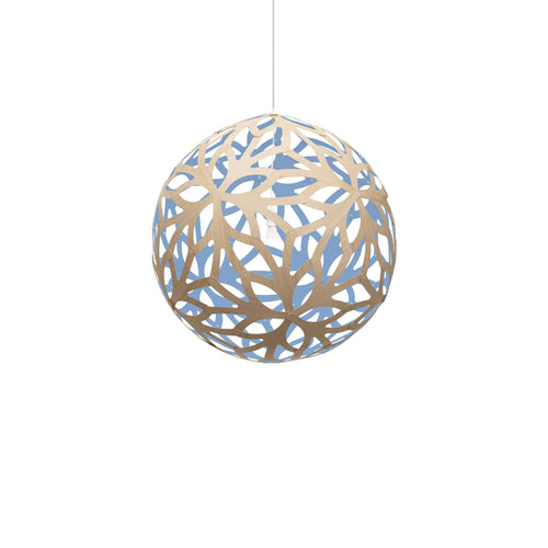 Floral Pendant Light: Medium + Bamboo + Blue