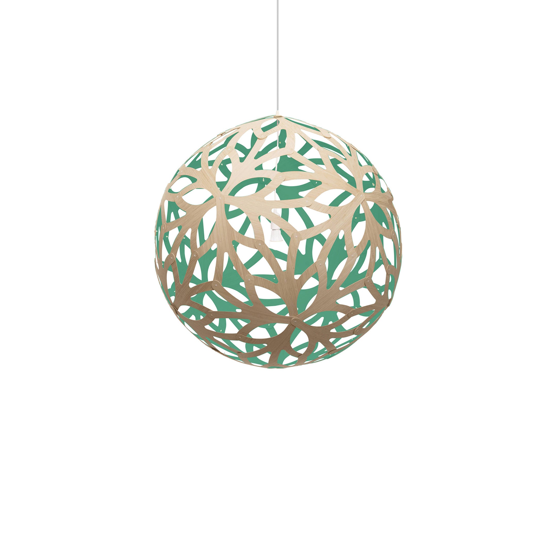 Floral Pendant Light: Medium + Bamboo + Aqua