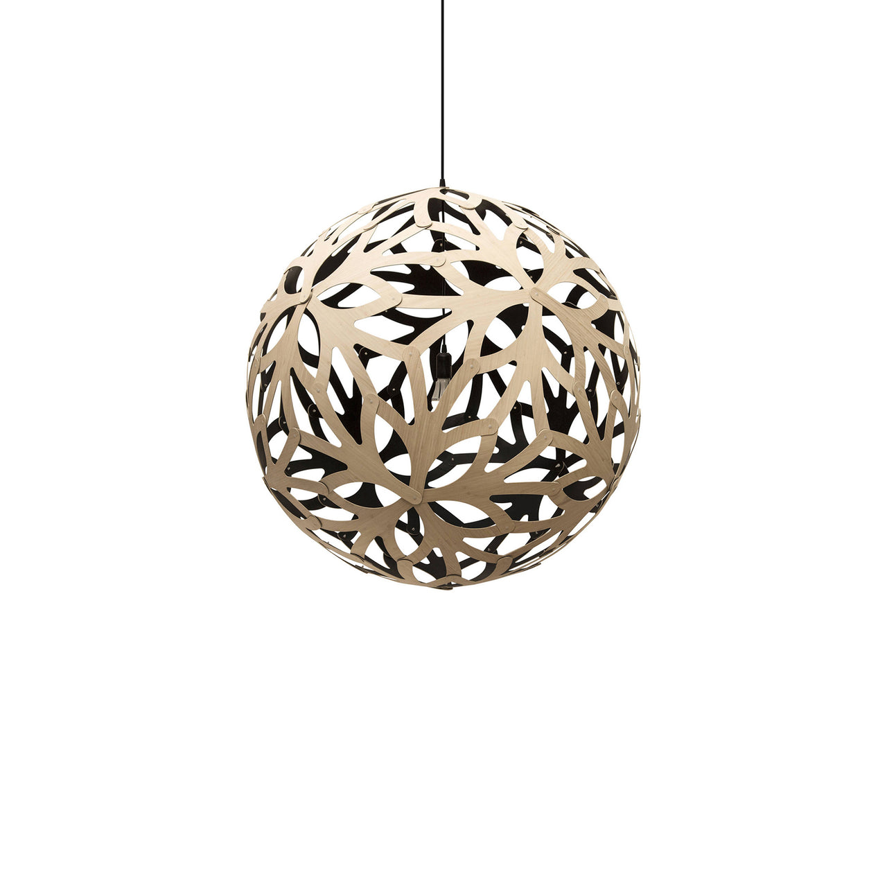 Floral Pendant Light: Medium + Bamboo + Black